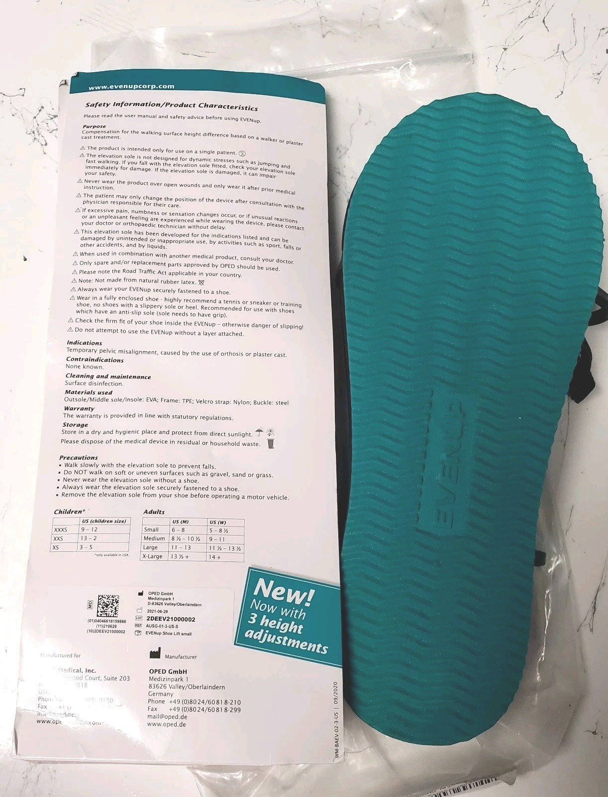EVENup Shoe Lift Balancer Small Adjustable Orthopedic Walking Boot Leveler New