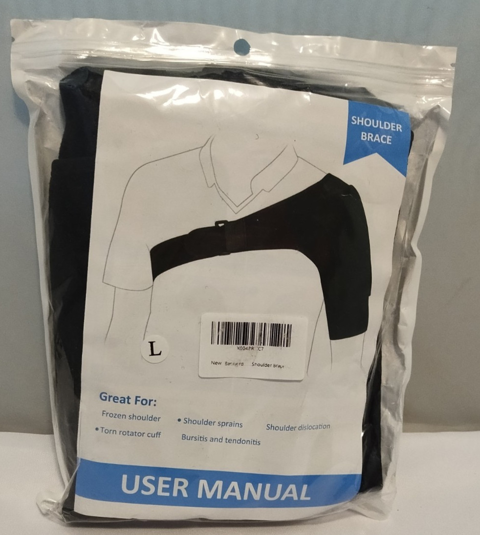 Black Shoulder Support Brace Dislocation Sprain Rotator Tendonitits Large