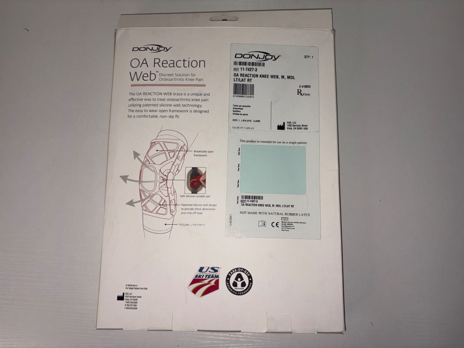 New DonJoy OA Reaction Web Knee Brace Medium M Left/Right 11-7427-3