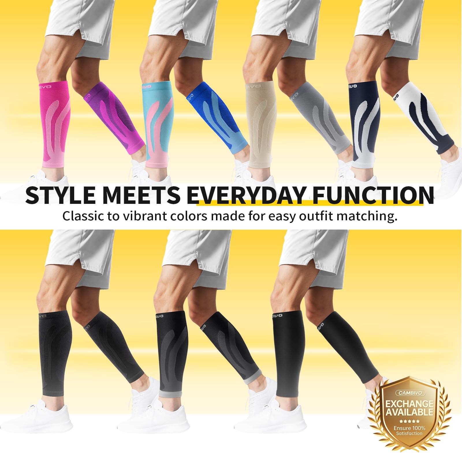 3 Pairs Calf Compression Sleeves for Men & Women – Footless Leg Support for S…