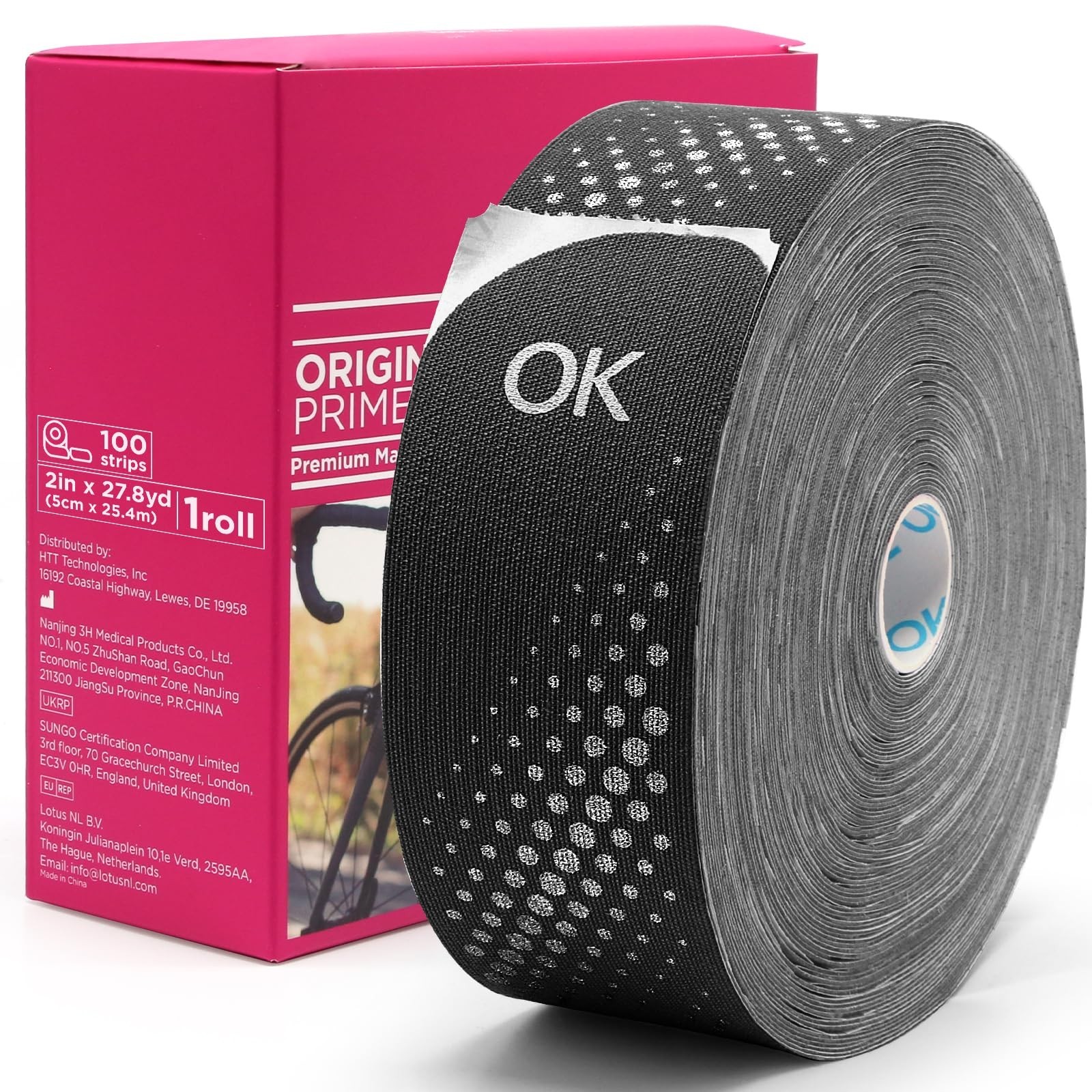 Kinesiology Tape 100 Strips 2″ x 27.8yd – Waterproof Athletic Muscle Support, Bl