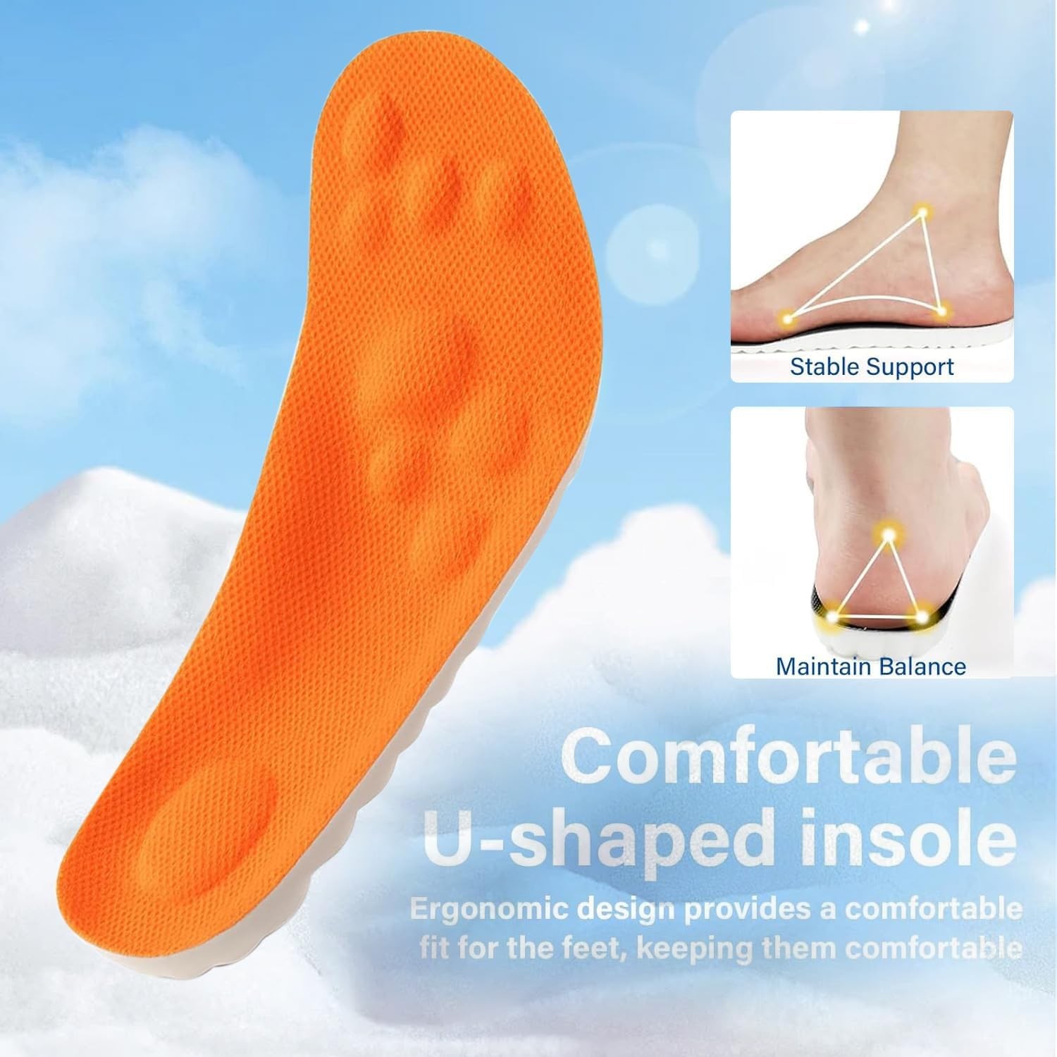 4D Cloud Insoles for Men Women, Breathable Memory Foam Cloud Massage Insoles,Arc