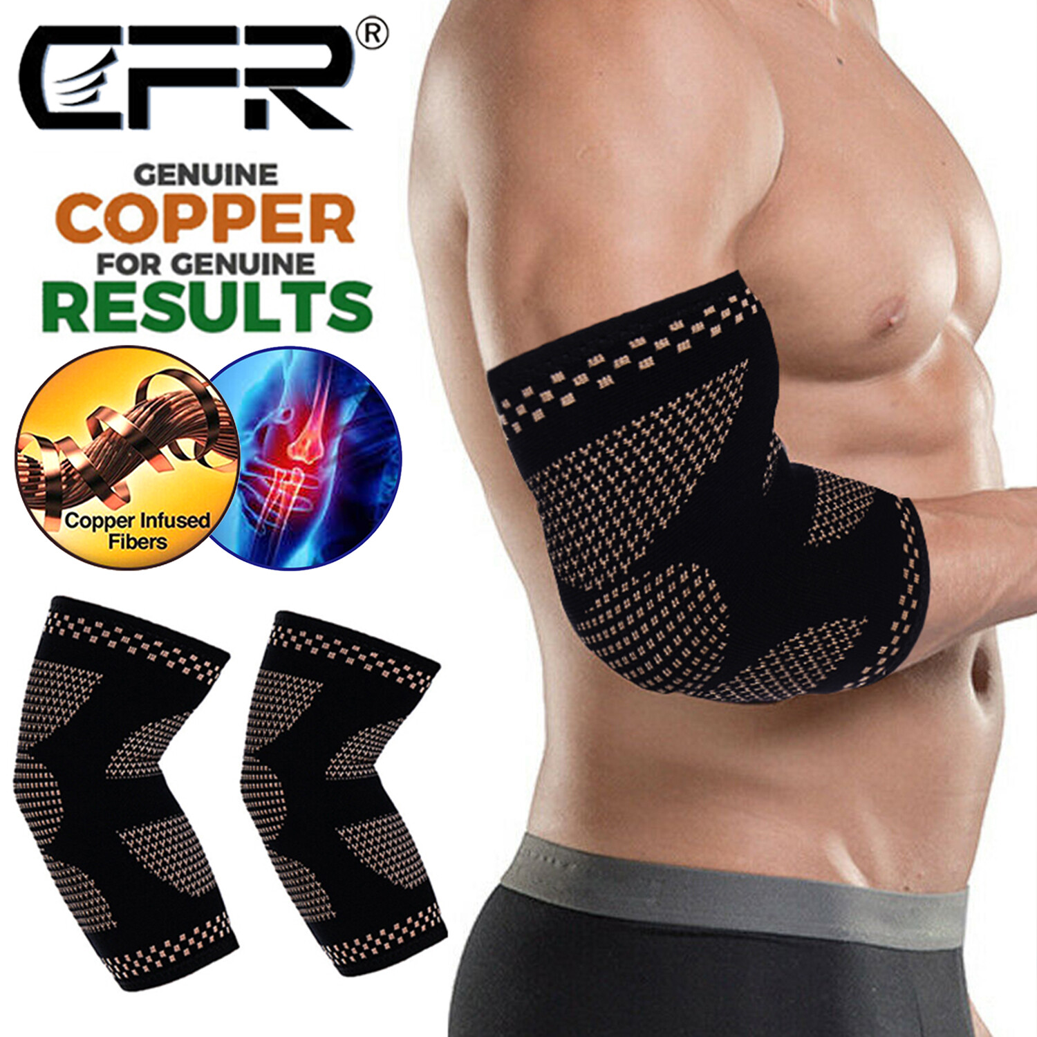 Elbow Support Brace Copper Compression Sleeve for Joint Arthritis Pain Relief US