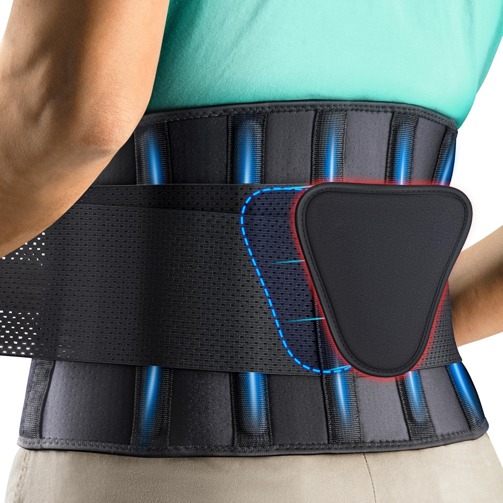Lower Back Pain Relief Brace, Breathable Support Belt for Heavy Lifting & Sciati