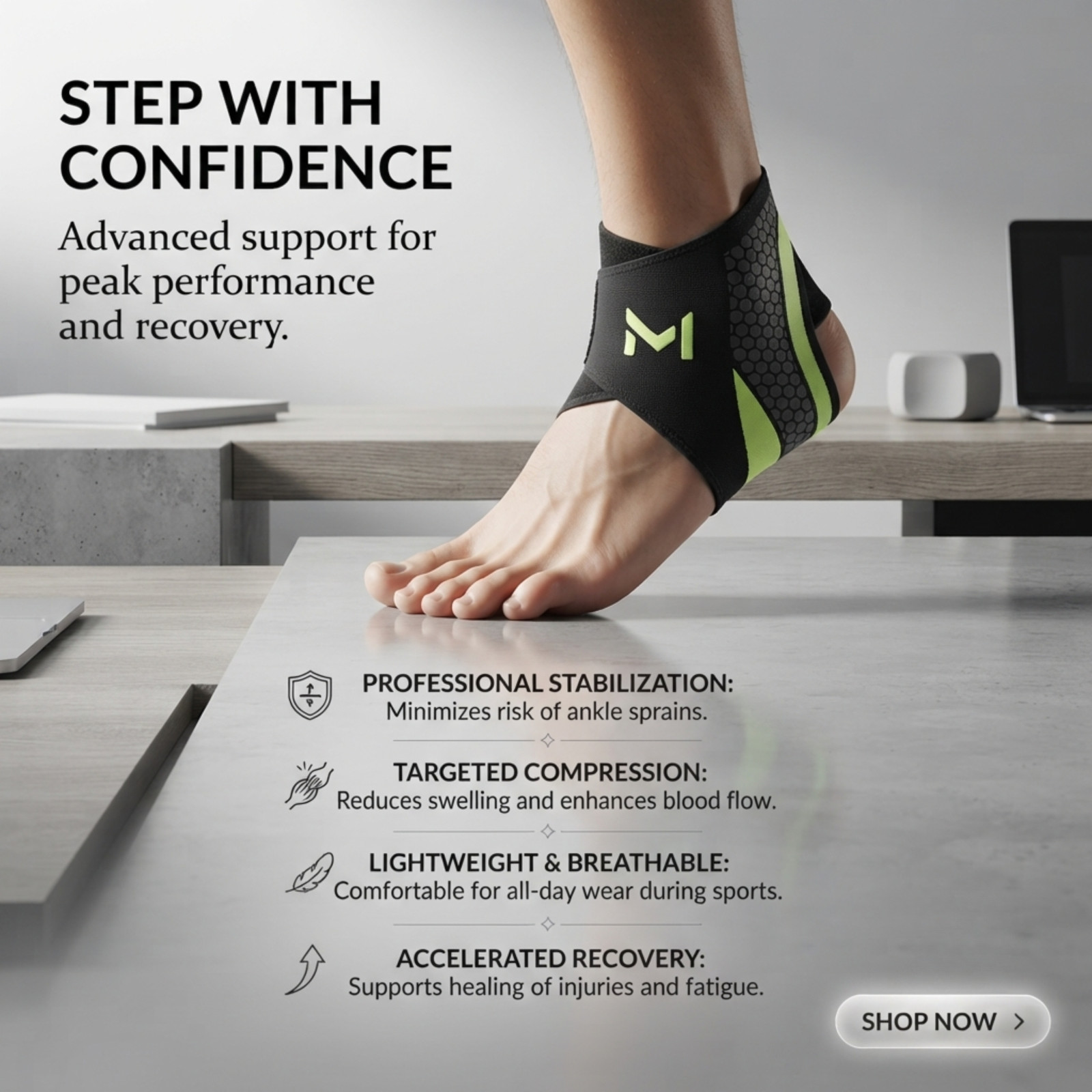 Ankle Support Brace Compression Sleeve Sport Joint Pain Relief Foot Care Wrap