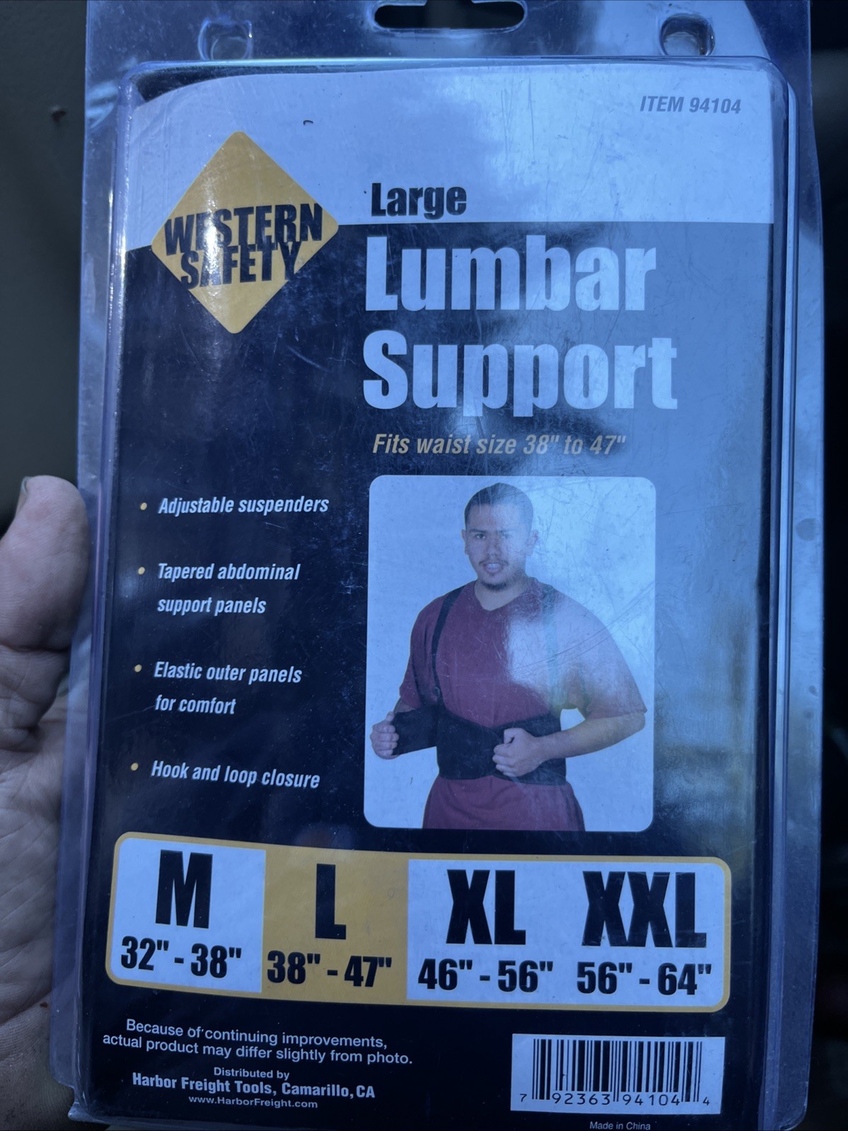 Western Safety Lumbar Support Belt L 38–47″ Suspenders New 792363941044
