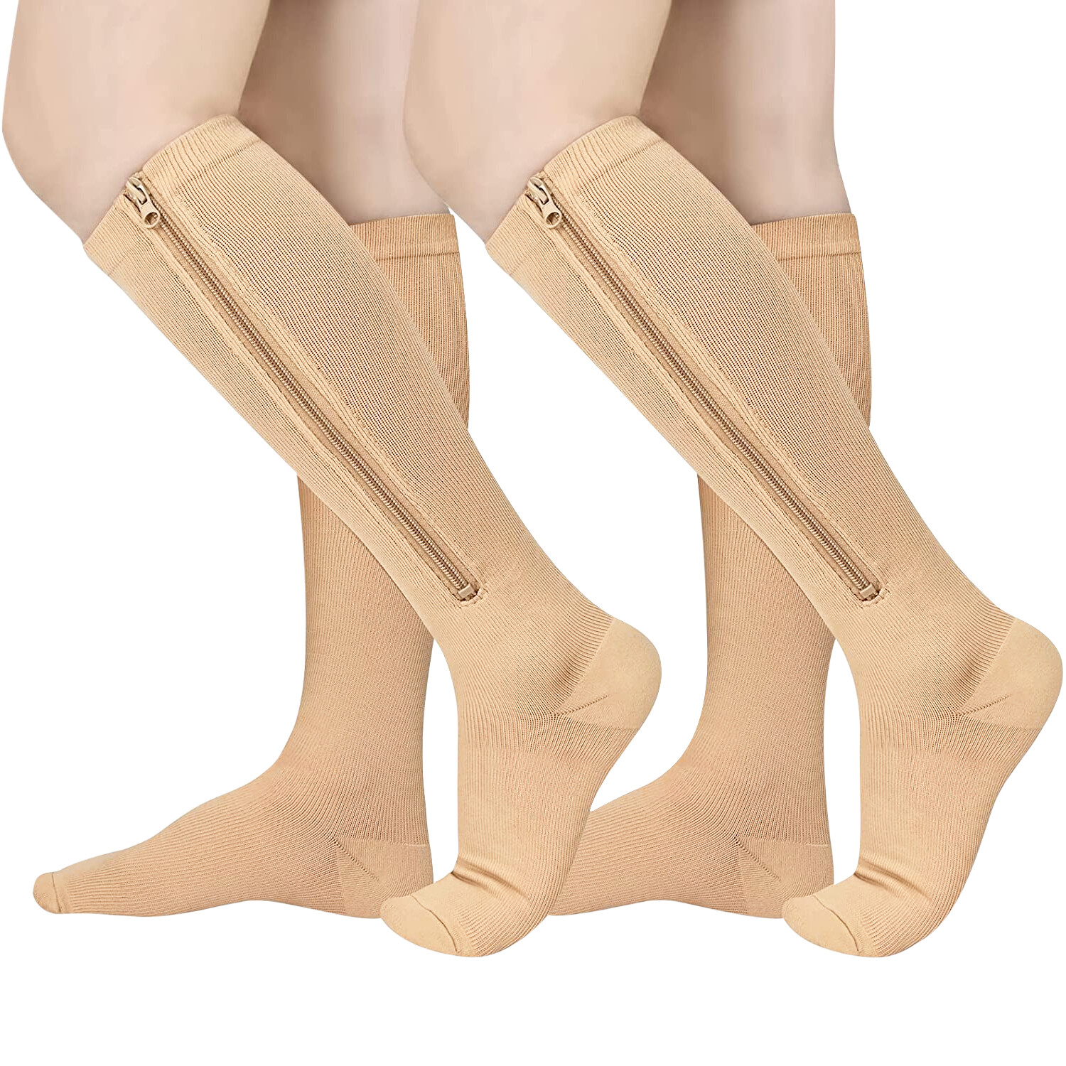 Surgical Stockings Unisex Anti-Embolism Zip Up Open Toe [20-30 mmHg] 1 Pair