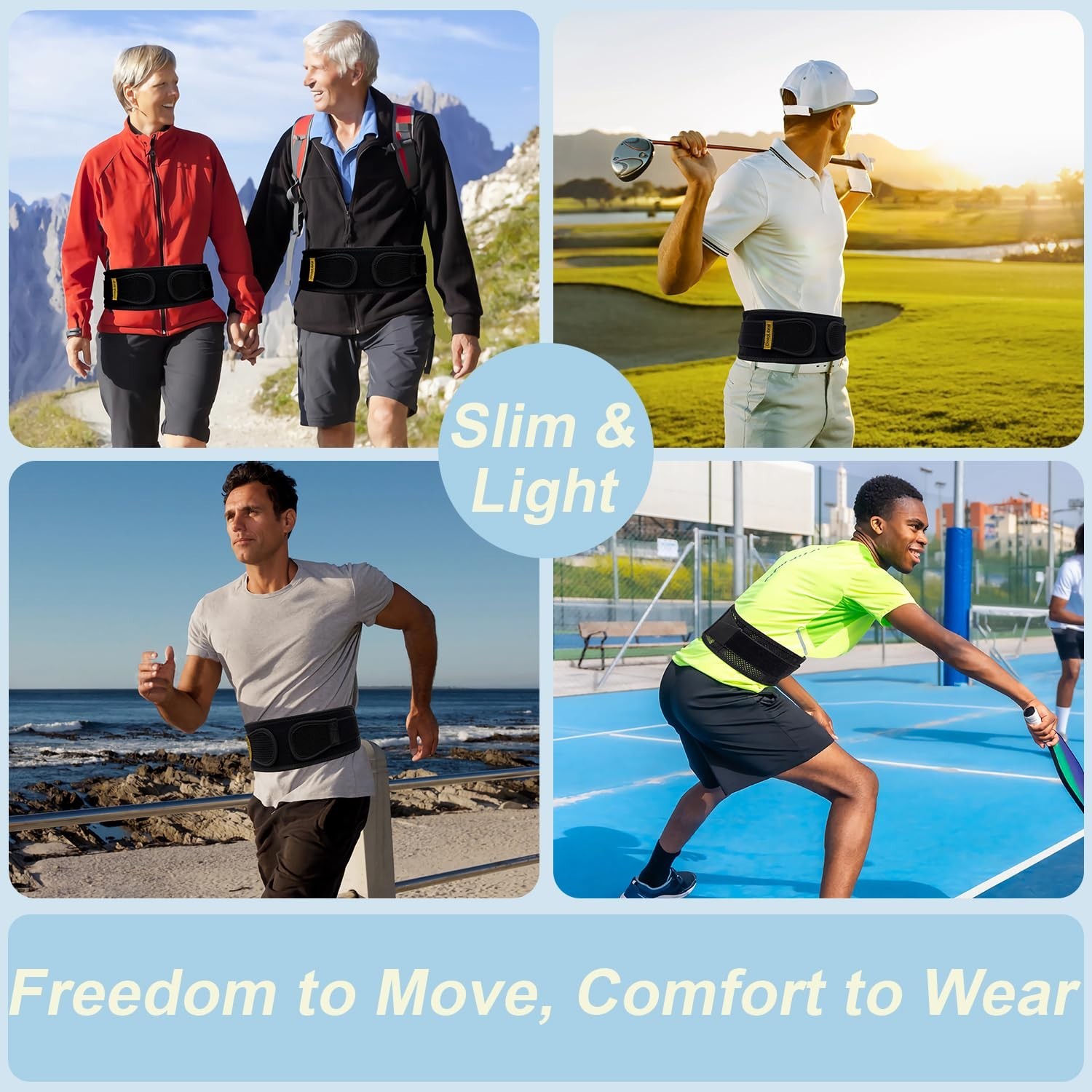 Lightweight Back Brace for Lower Back Pain Relief – Adjustable Lumbar Support Be
