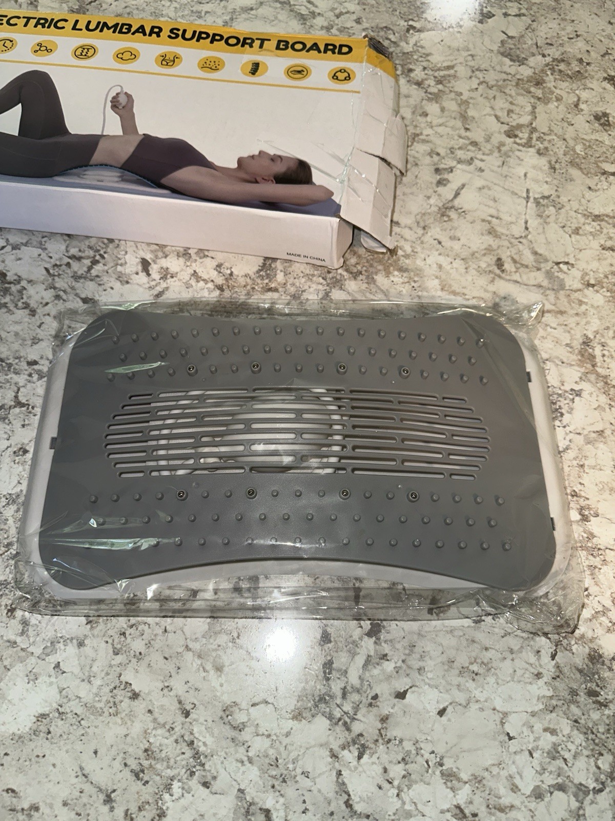 Electric Lumbar Back Support Board Massage Pad, Gray/White, One Size