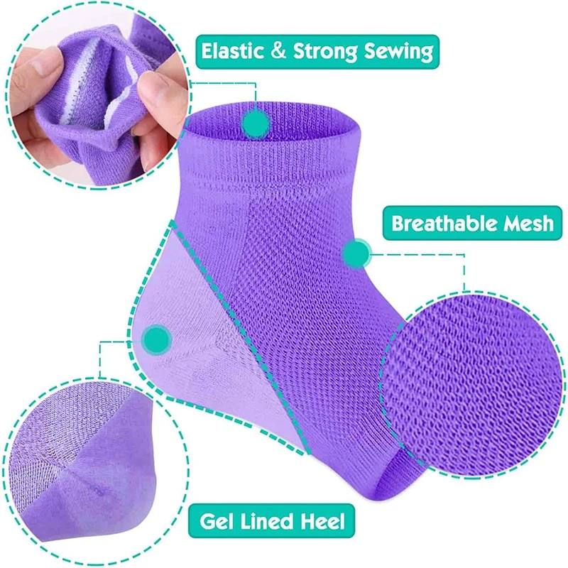 1 Pair Colorful Silicone Moisturizing Gel Heel Socks Feet Skin Care Cracked Dry