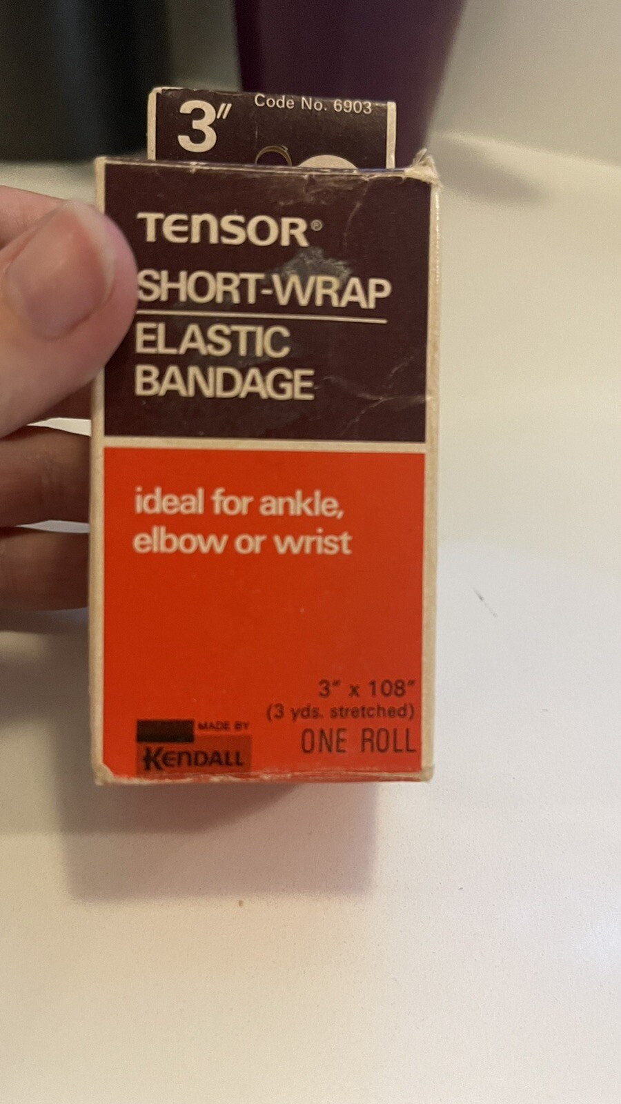 Vintage Kendall Tensor Attached Clip 3″ Elastic Bandage with Box