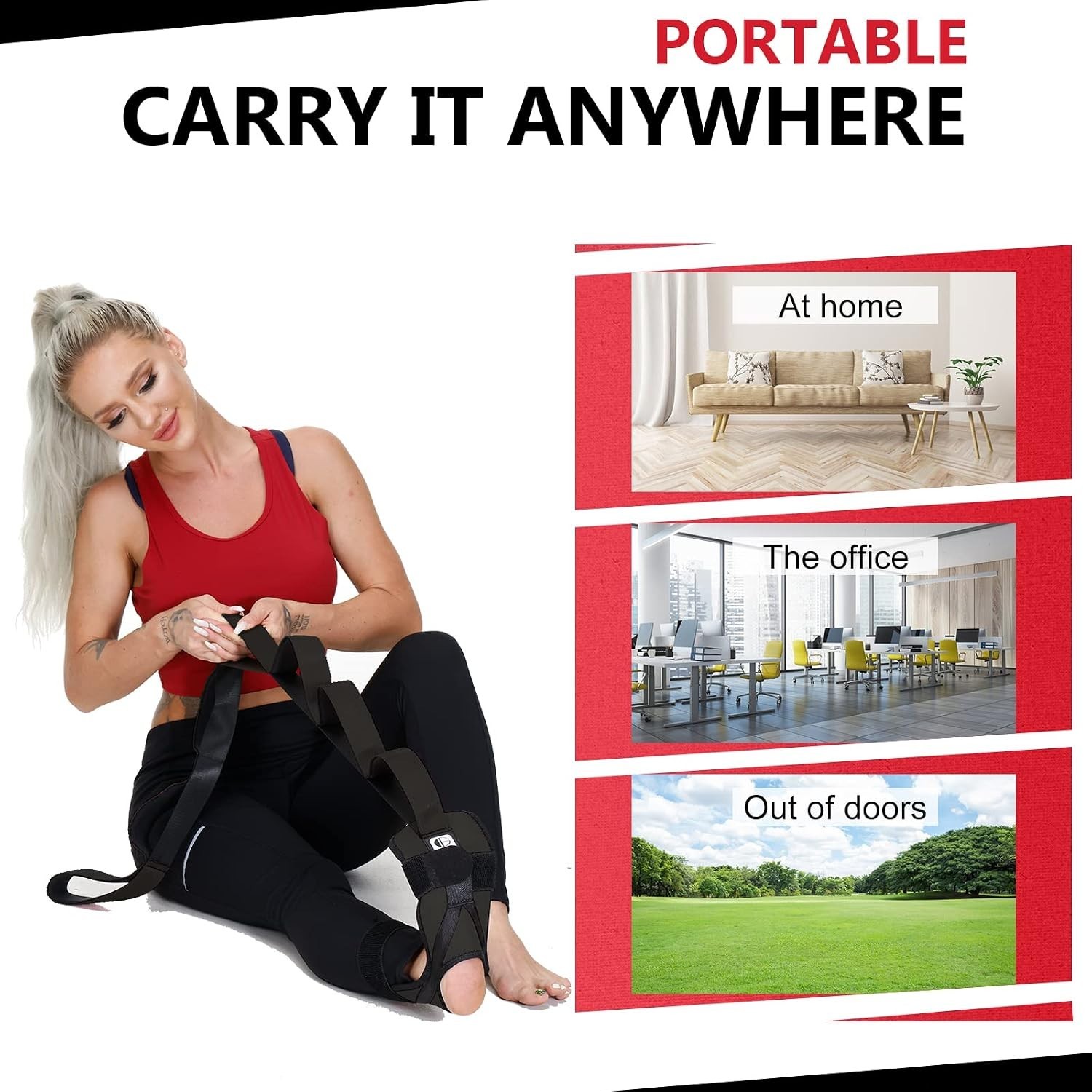 Ergonomic Foot & Calf Fascia Stretcher for Plantar Fasciitis Relief – Black