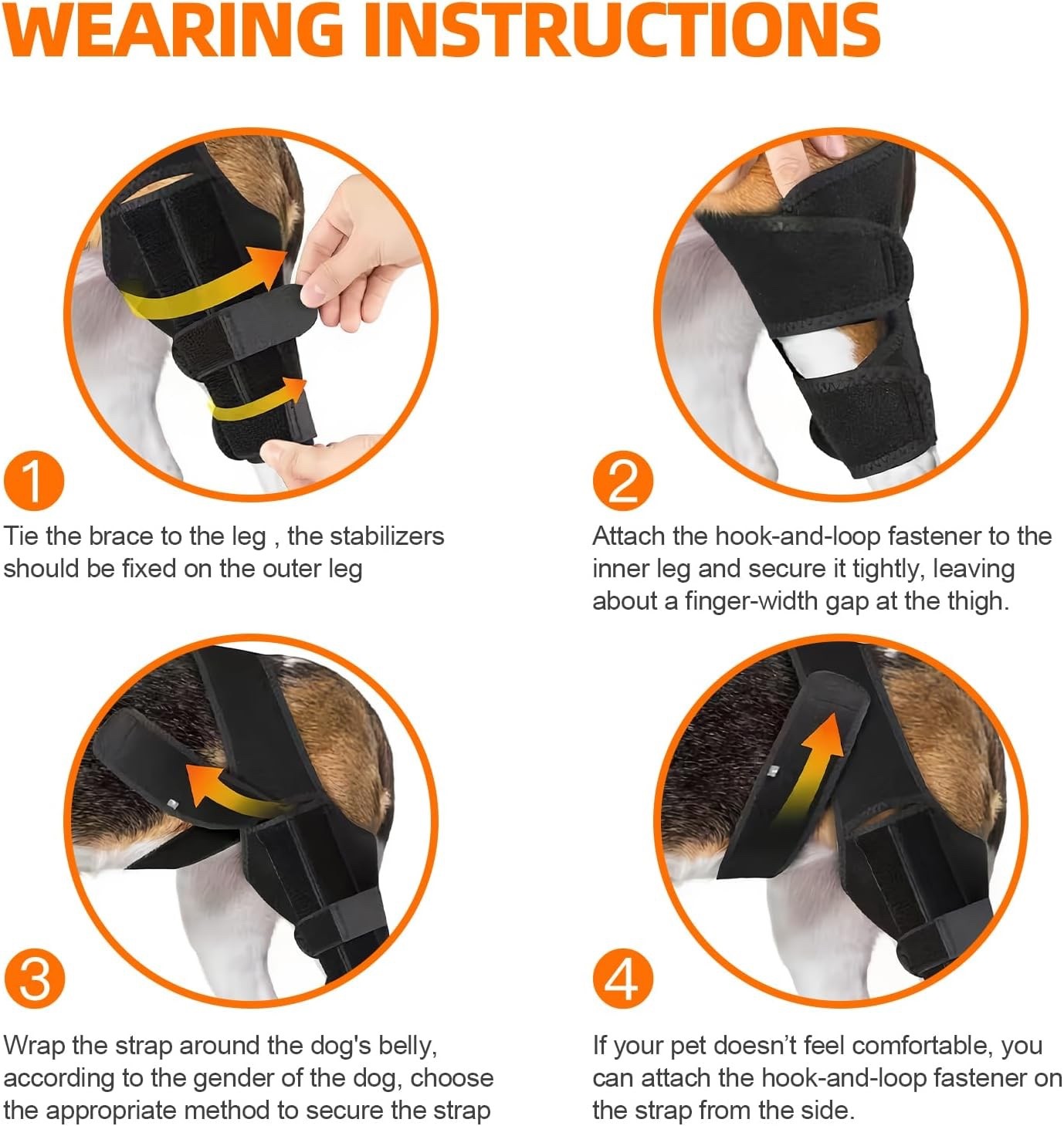 Dog Knee/Hip Brace Torn ACL with Side Stabilizers, Arthritis/Joint Support MED