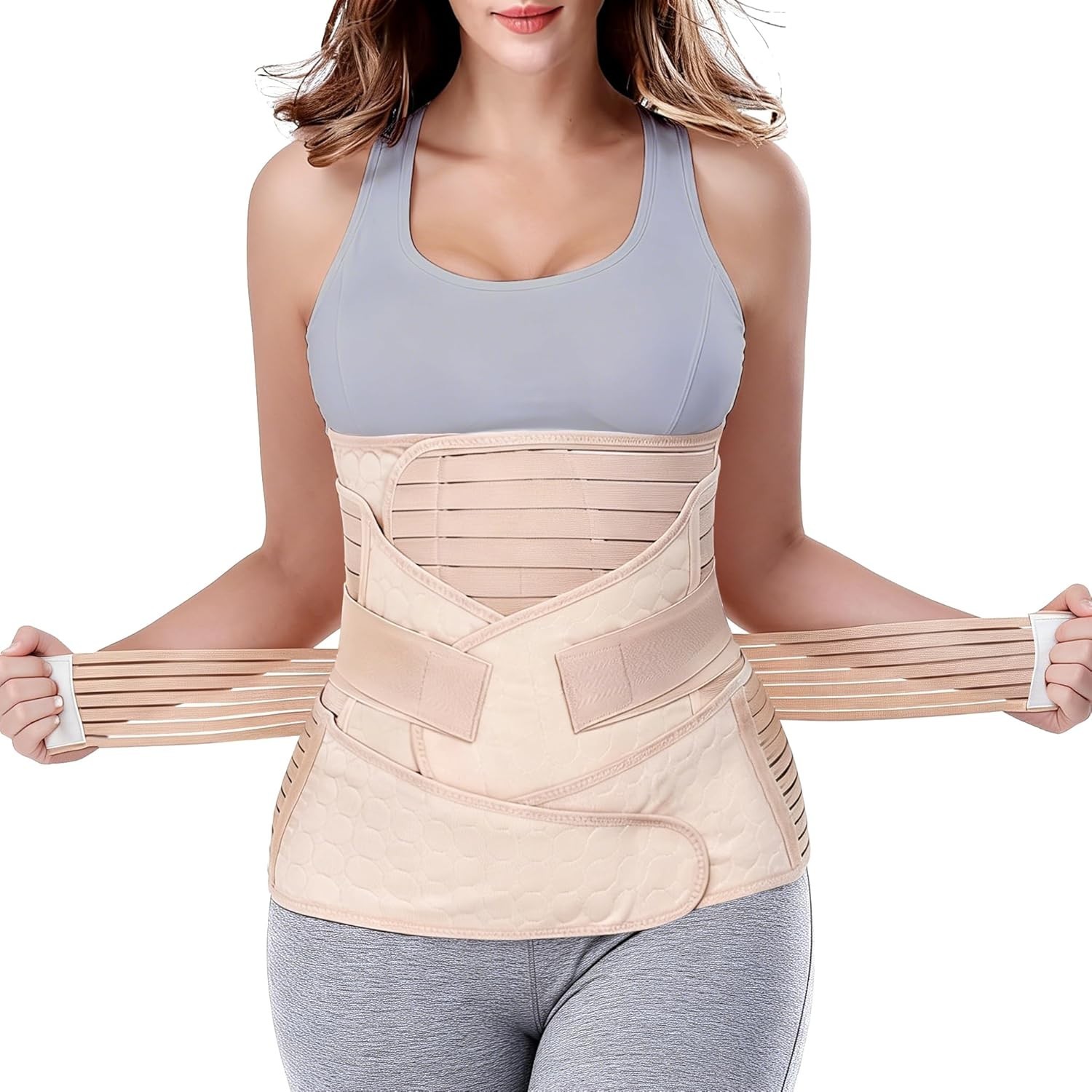 Adjustable Postpartum Support Girdle – Breathable, Size L, Beige, Comfort Fit