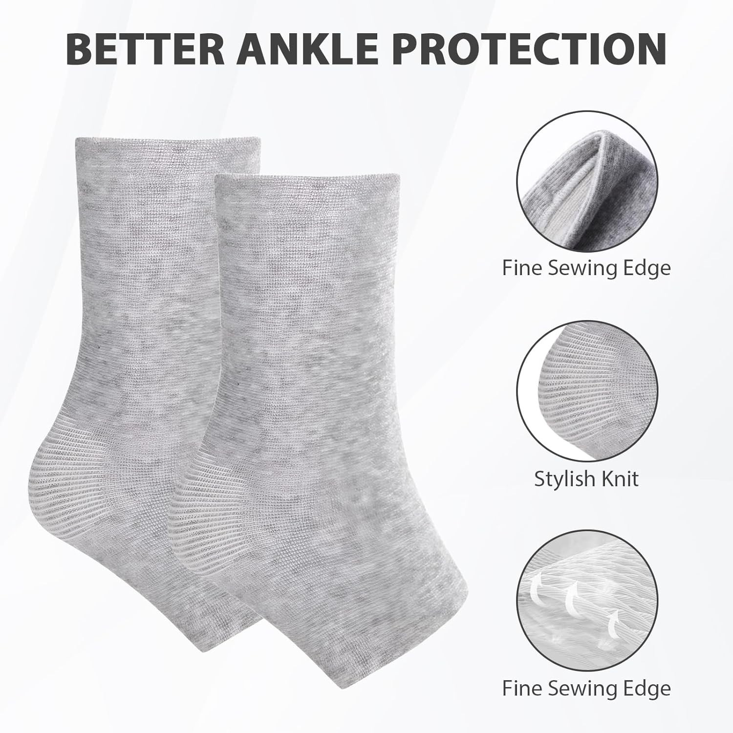 2 Pairs Bamboo Compression Socks, Soft Bamboo Foot Ankle Sleeves, Suitable for C