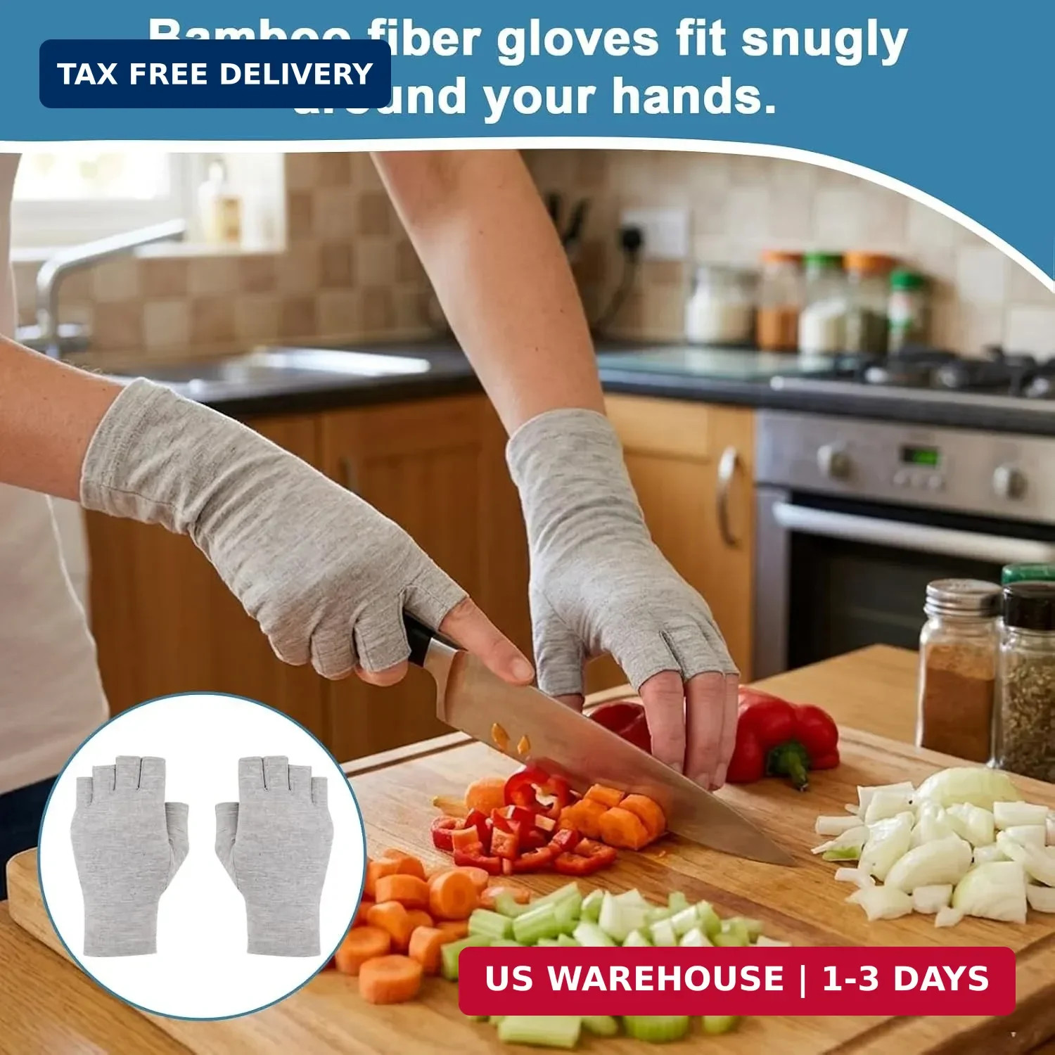 Bamboo Compression Gloves, Fingerless Arthritis Gloves, Fingerless Glove for Art