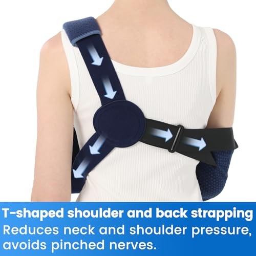 Arm Sling Shoulder Immobilizer with Waist Strap, Large Mesh Version-Right hand