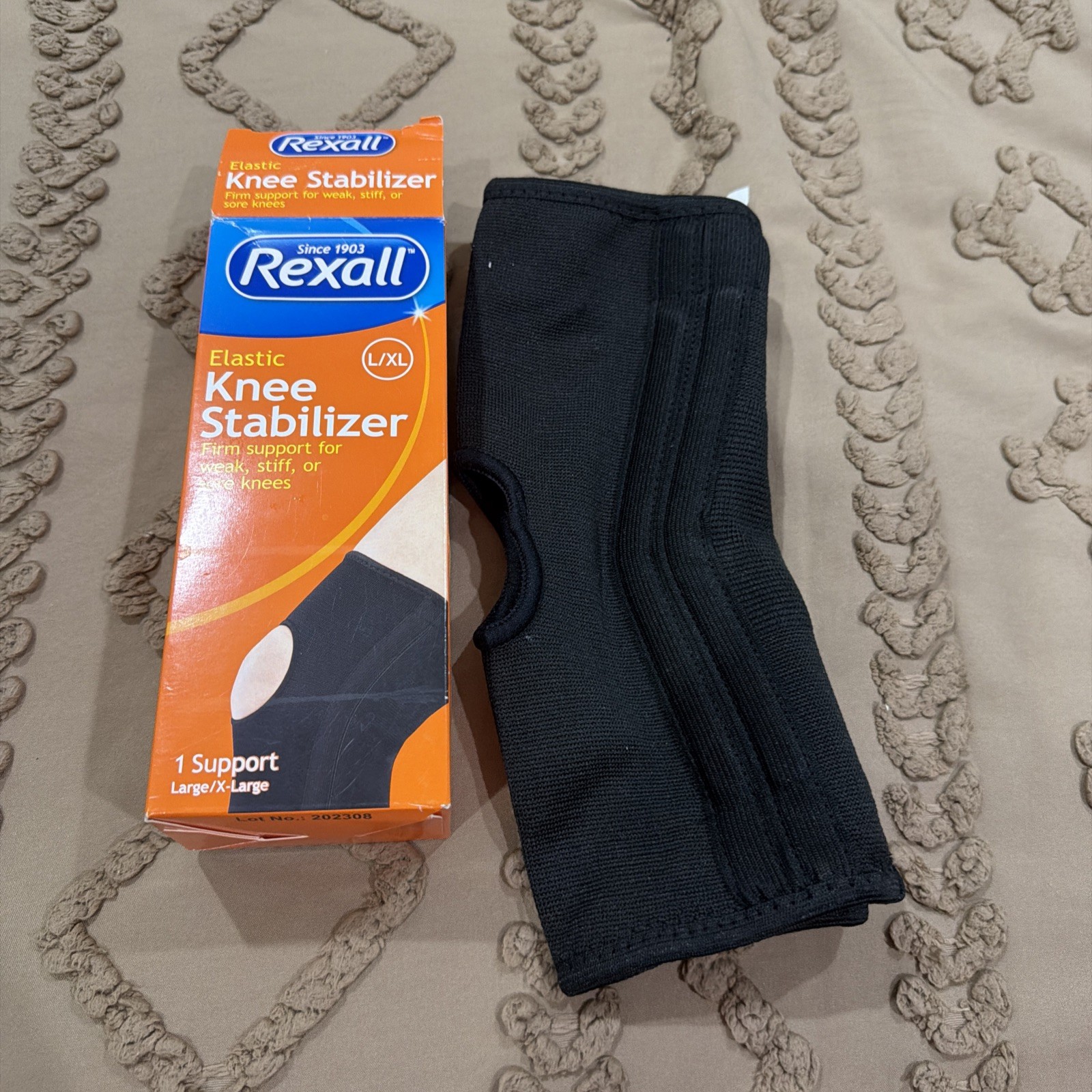 Rexall Elastic Knee Stabilizer Firm 1 Support Brace L/XL New