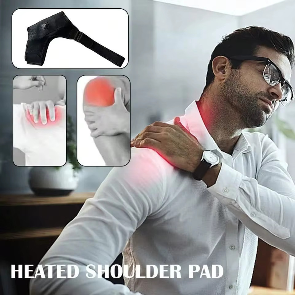 Electric Heating Heated Shoulder Brace Wrap Shoulder Massage Support Belt Str…