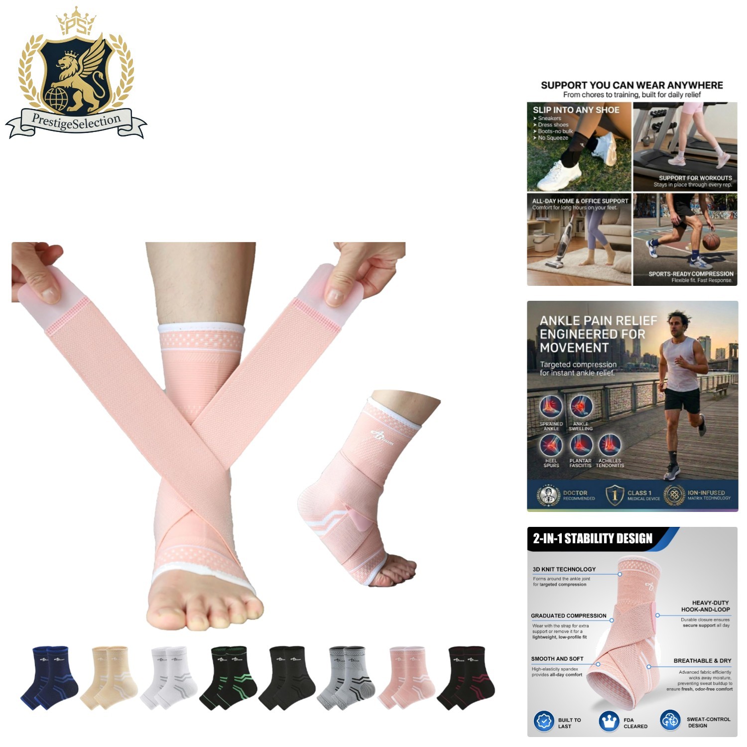 Breathable Pink Ankle Brace Set – Ideal Compression for Plantar Fasciitis Relief