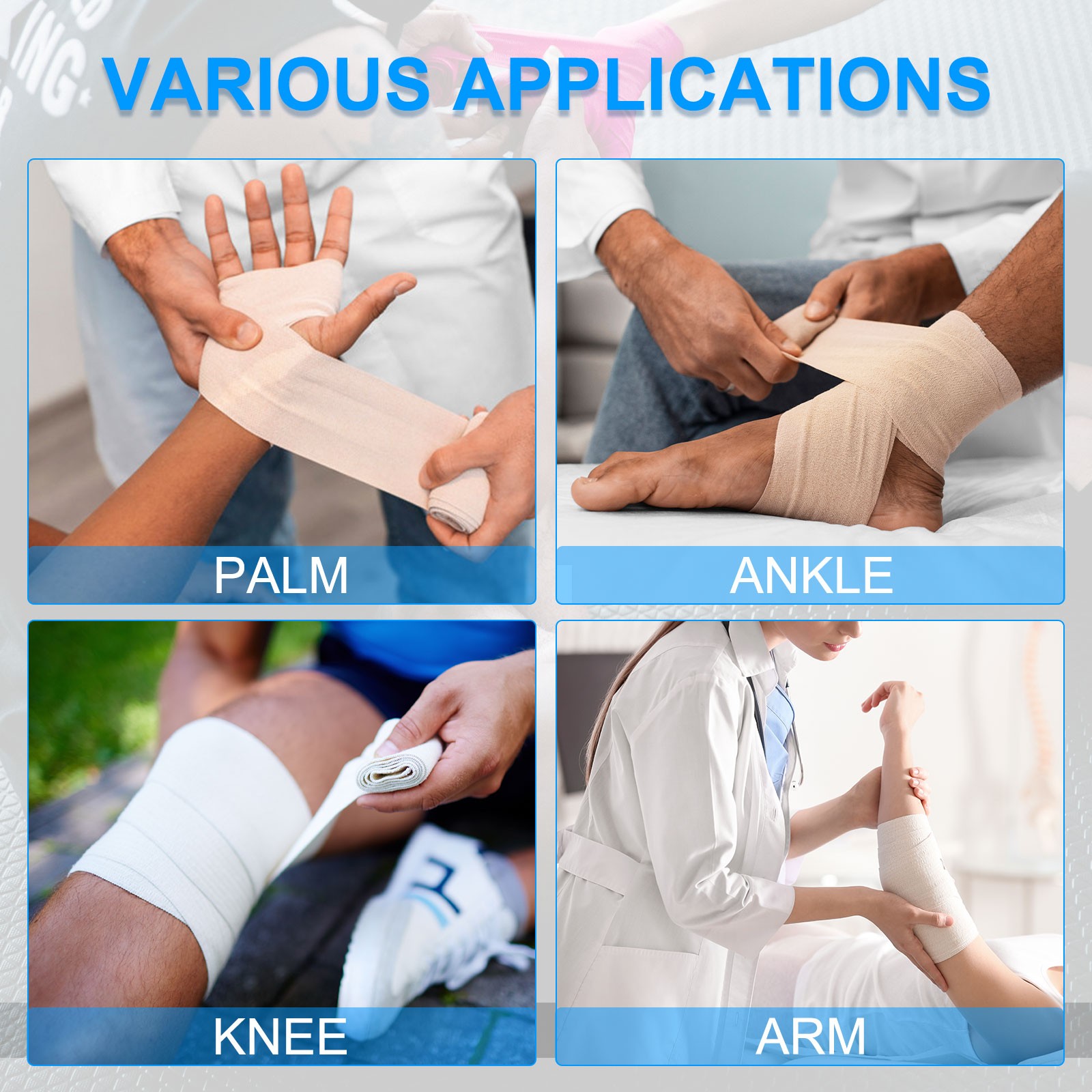 4″ x 177″ 6 Pcs Self Adhesive Bandage Wrap Elastic Self Tape Skin Color