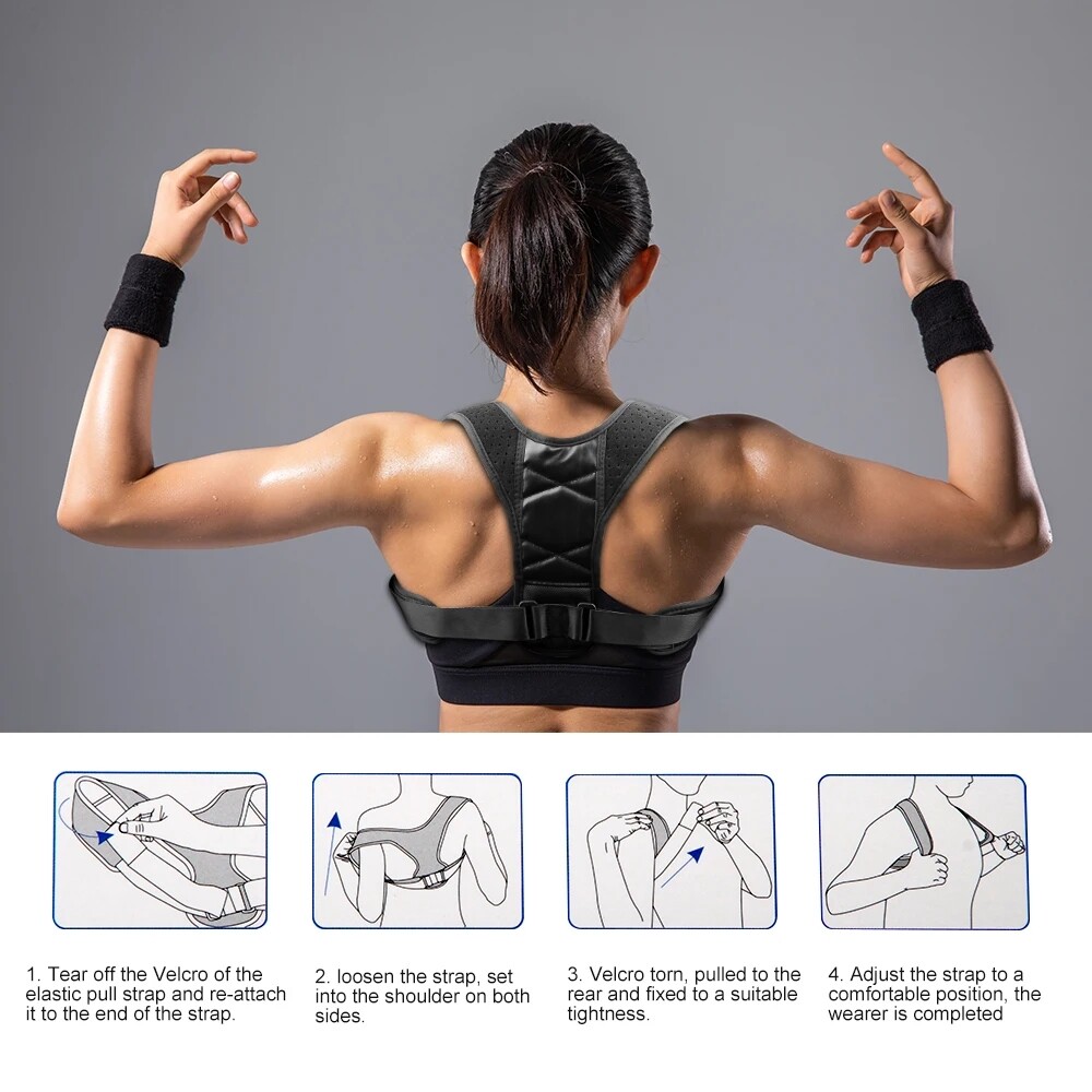 Adjustable Posture Corrector Upper Back Straightener Support Shoulder Brace Free