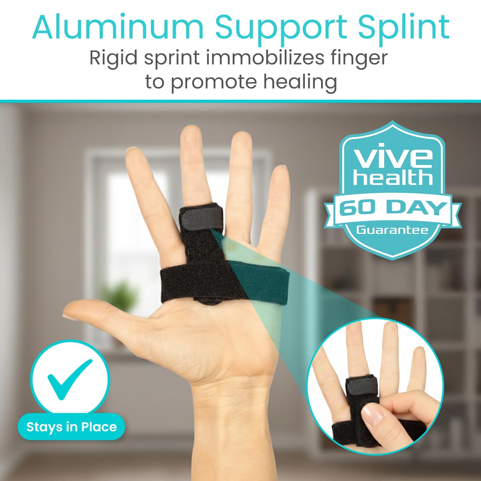 Vive Trigger Finger Splint Brace – Middle, Pinky, 1 Count (Pack of 1), Black