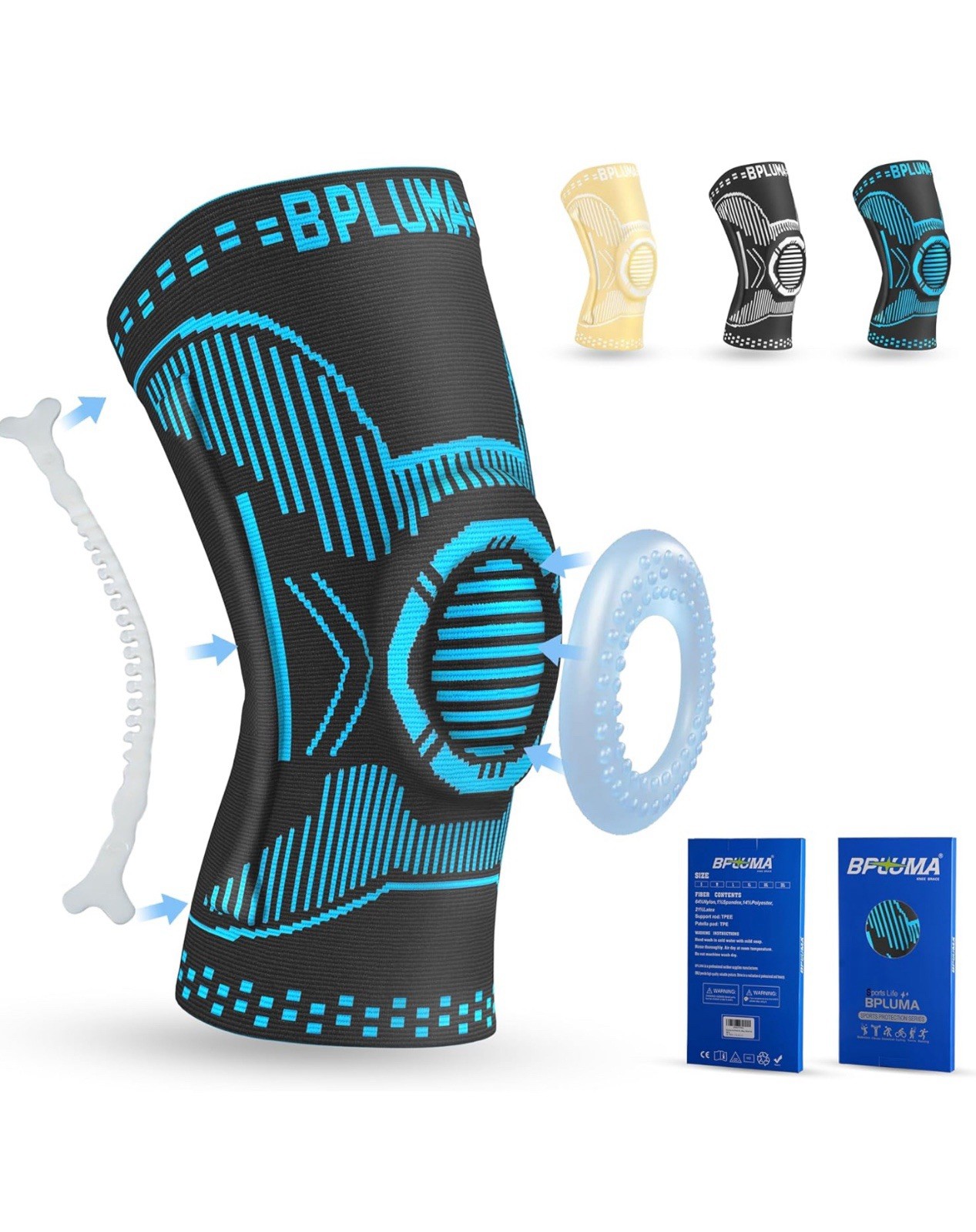 BPLUMA Compression Med Sport Knee Brace Man Woman Fitness Basketball Football