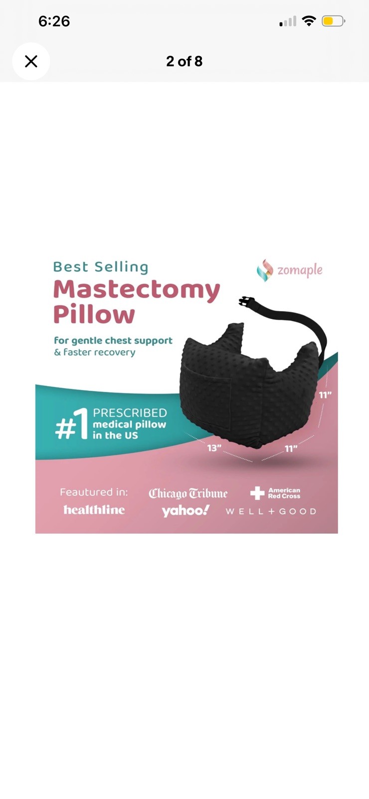 Post Mastectomy Pillow Post Surgery with Washable Cover