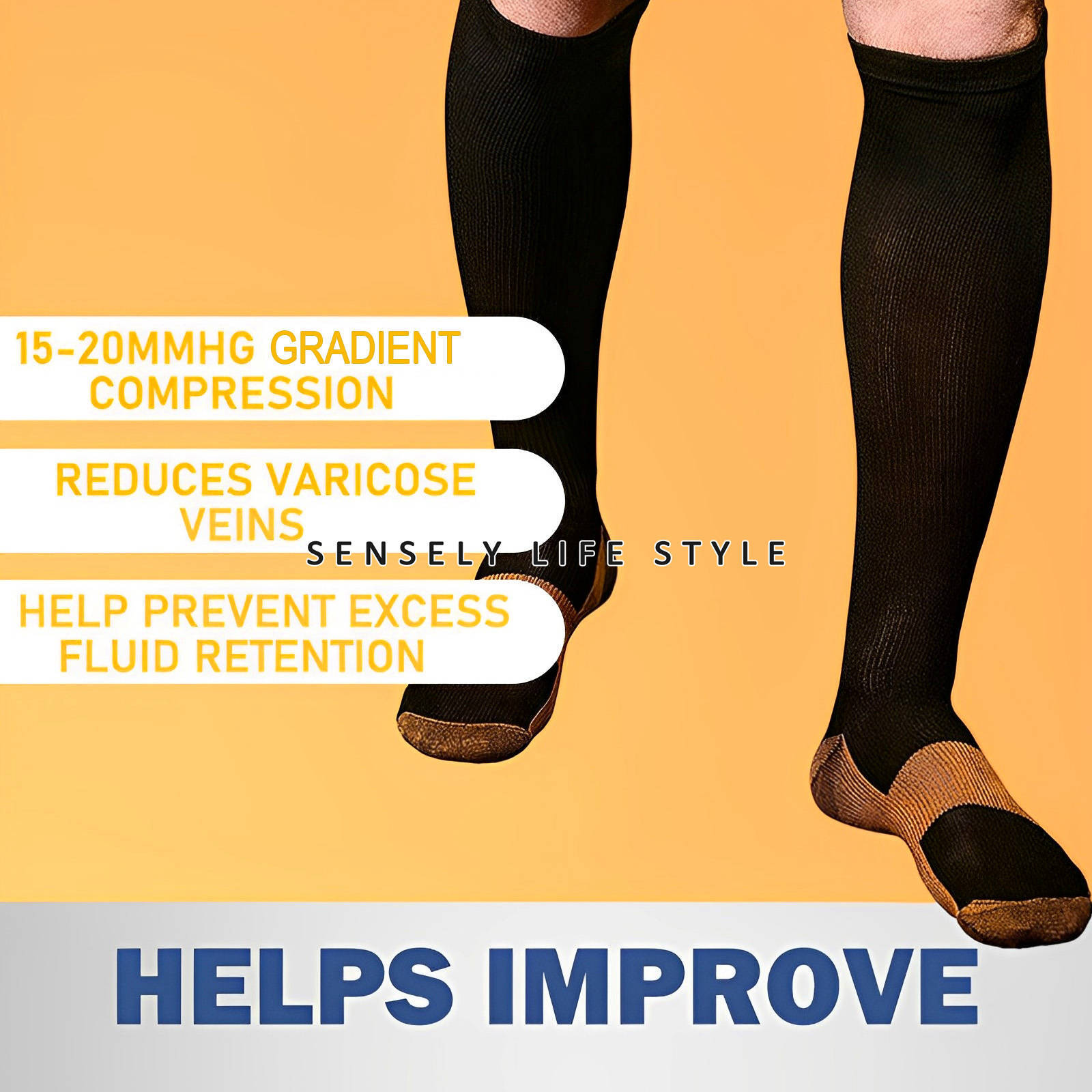 (3Pairs) Calf High Compression Socks 15-23 mmHg Women Men Gradient Support S-XXL