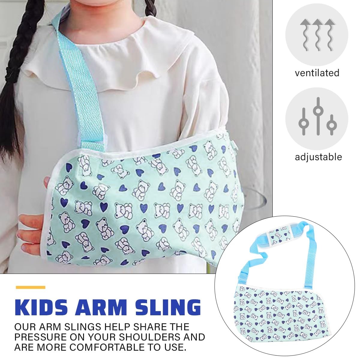 Arm Sling Kids Arm Support Breathable Wrist Stabilizer Forearm Sling with Adj…