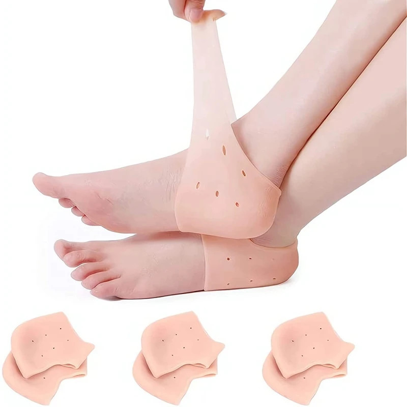 2Pcs Silicone Feet Care Socks Moisturizing Gel Heel Thin Socks with Hole Cracked