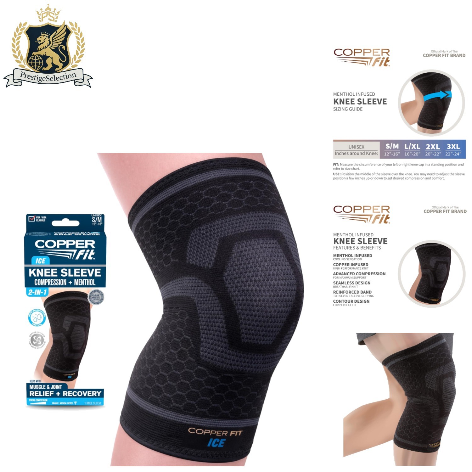Menthol-Infused 2XL Knee Sleeve – Copper-Infused Compression for All-Day Comfort