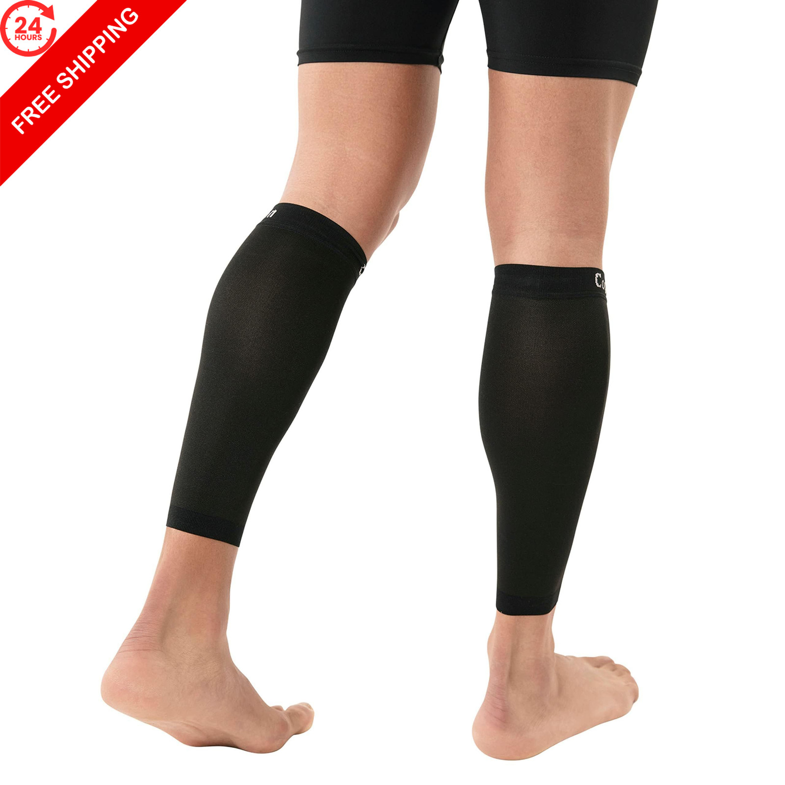 Copper Compression Calf Sleeves for Shin Splints, Medium (1 Pair), Black