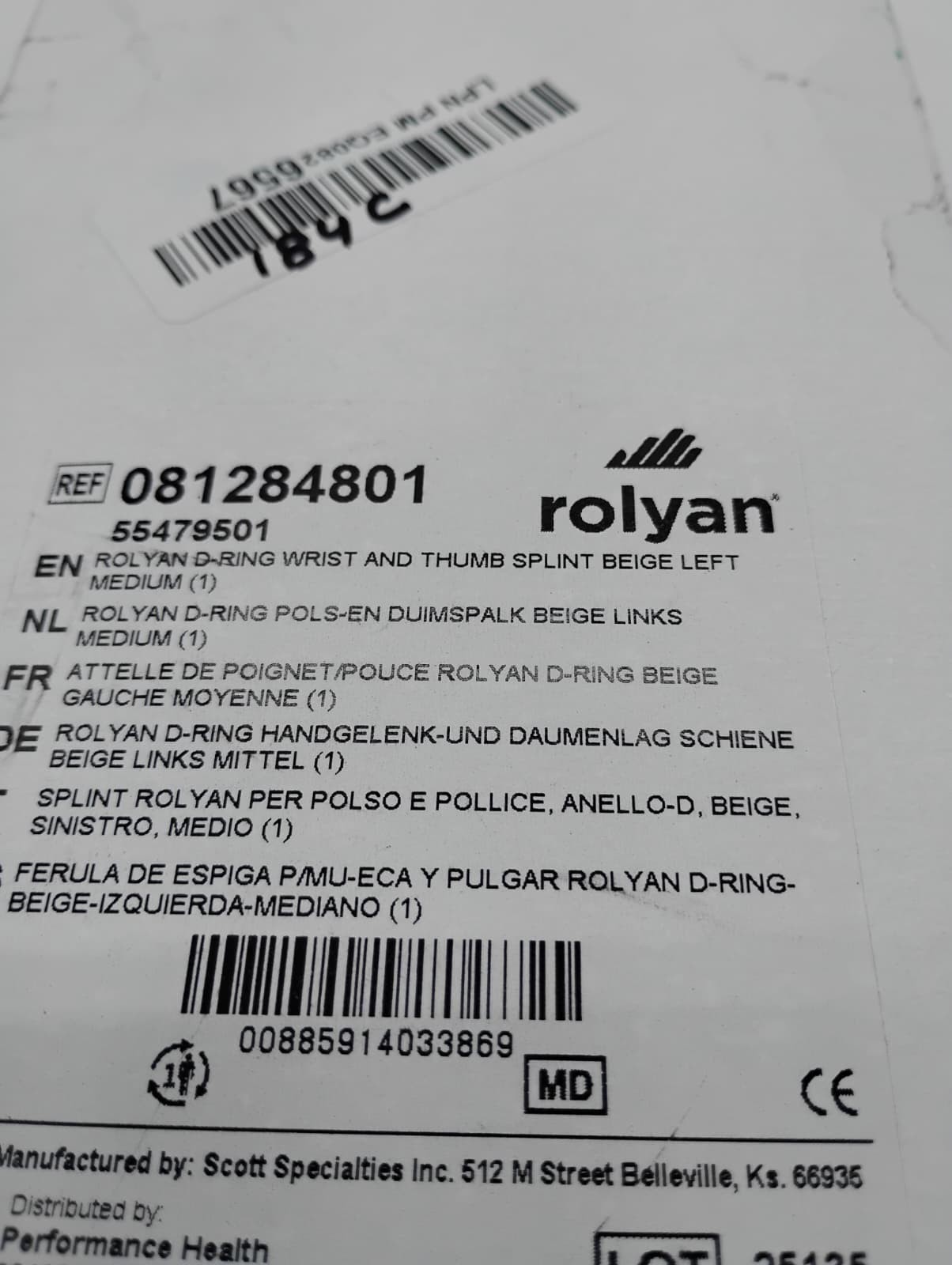 Rolyan D-Ring(M) Wrist Thumb Spica Splint Left , CMC Brace,Carpal Tunnel Support