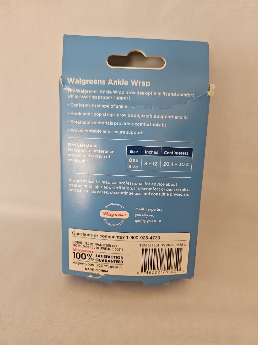 Walgreens Ankle Wrap One Size Adjustable Antimicrobial – Left Or Right