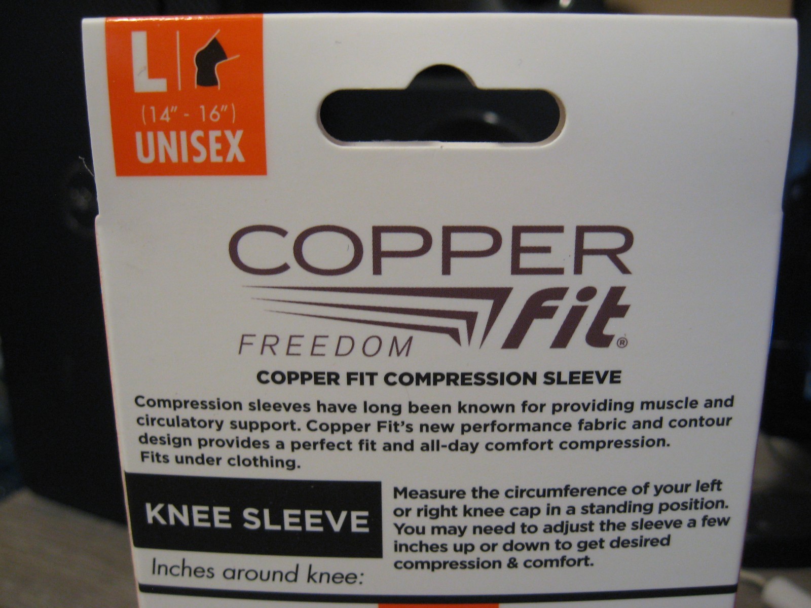 Copper Fit Infused Knee Sleeve – Compression – Black – Unisex – Large 14″ to 16″