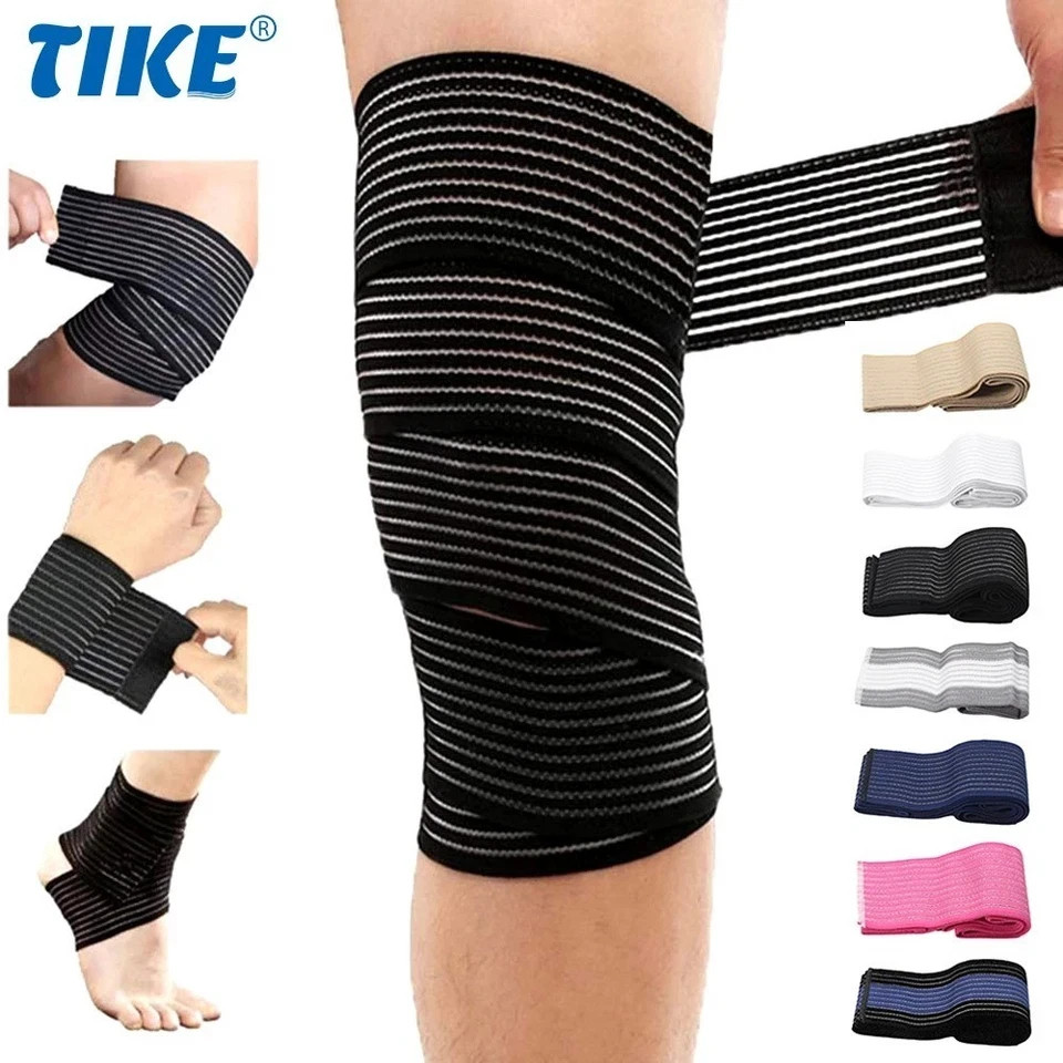 1 PCS Extra Long Elastic Knee Wrap Compression Bandage Brace , Adjustable Com…