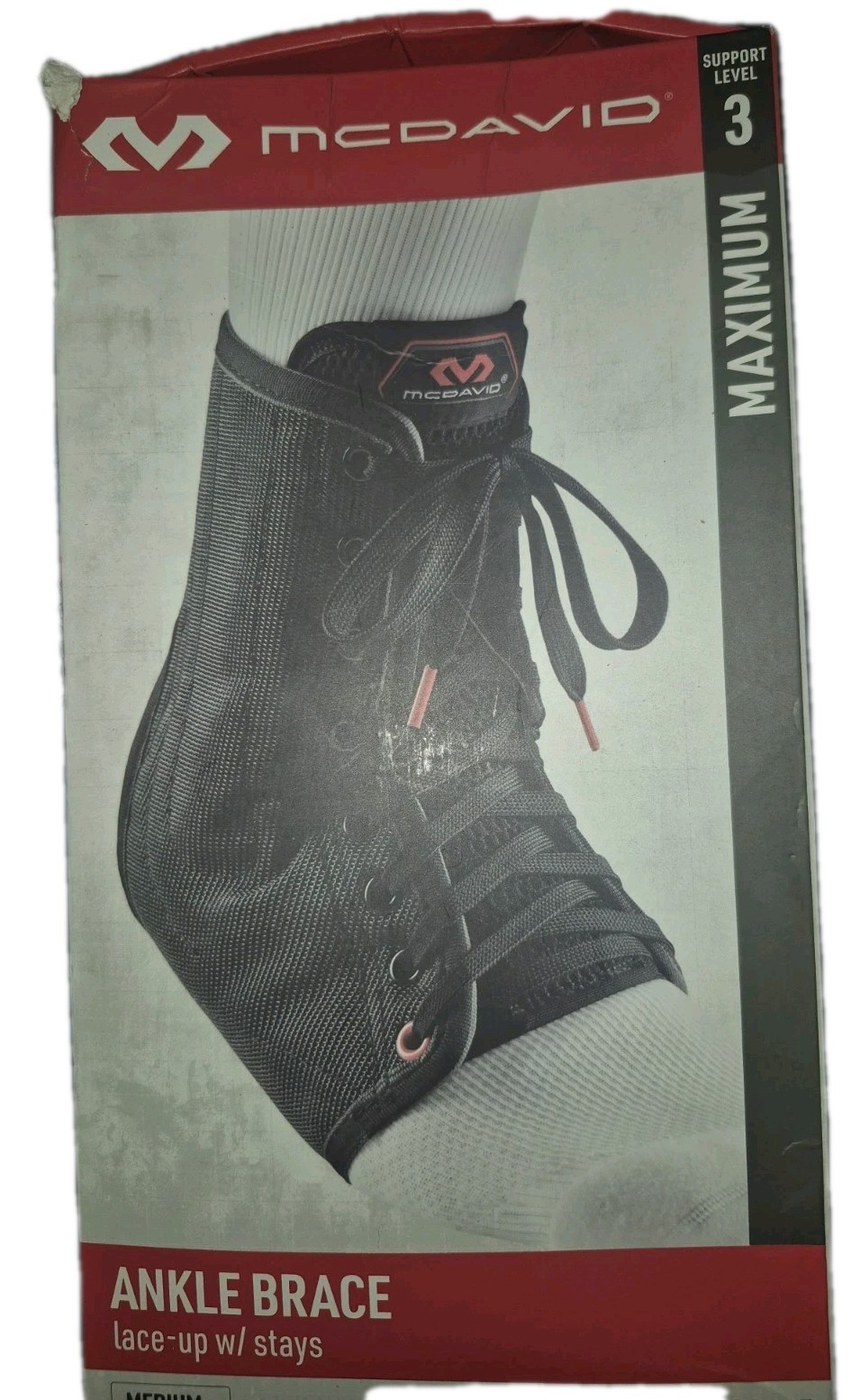 McDavid Lightweight Ankle Brace Lace Up With Stays Maximum Support Level 3 Large