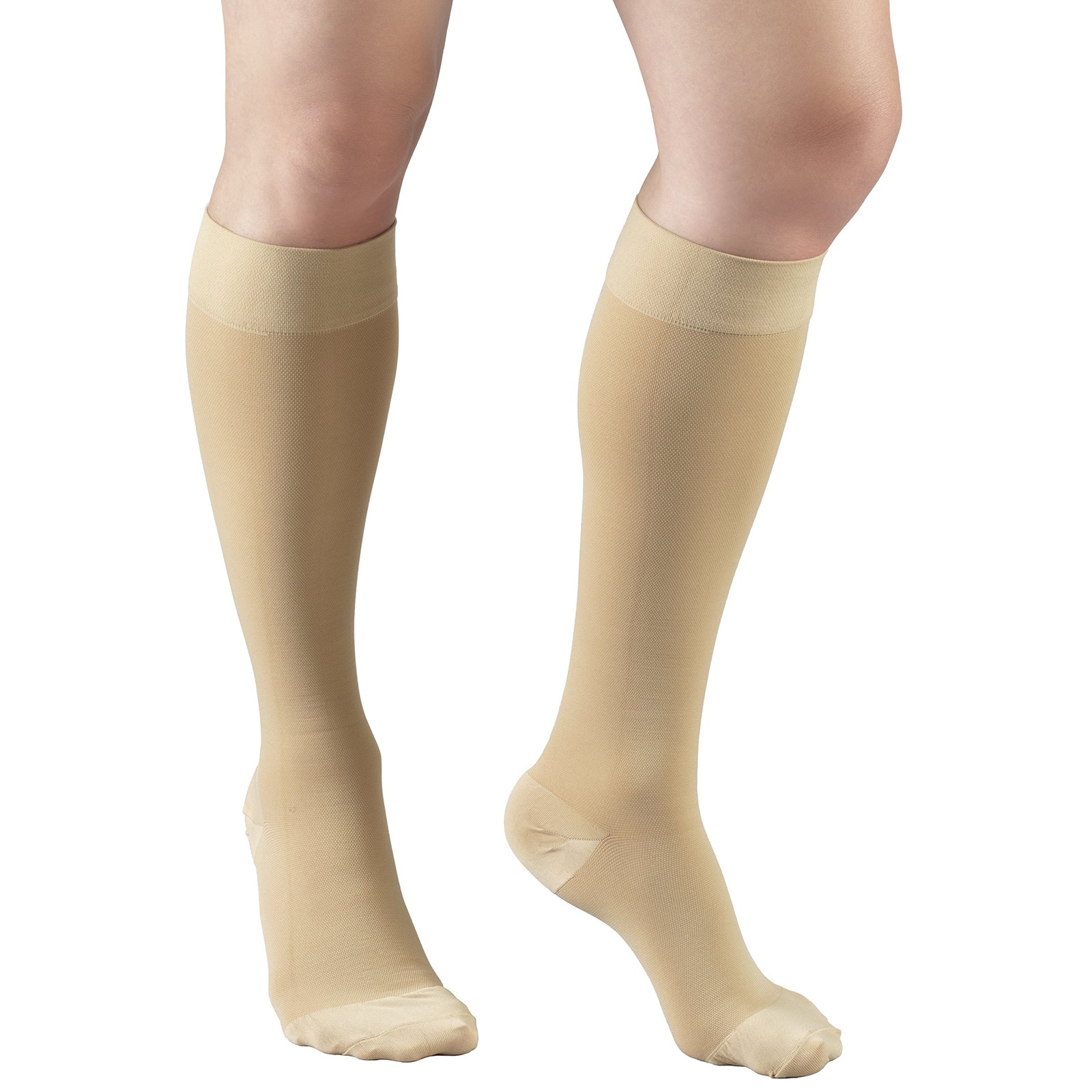 Truform 15-20 mmHg Compression Stockings, Knee High, Unisex, Beige, X-L