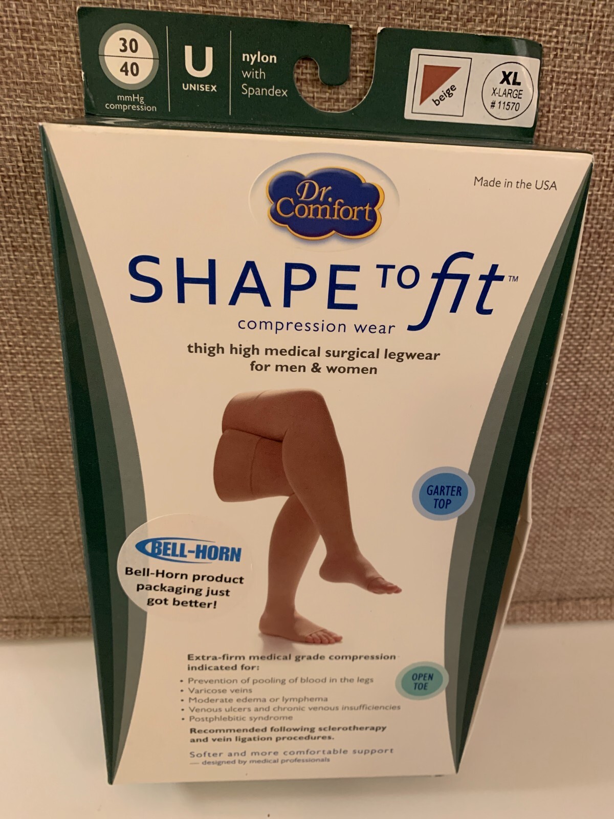 COMPRESSION SOCK THIGH HIGH MEDICAL SURGICAL LEGWEAR DR. COMFORT SHAPE TO FIT XL