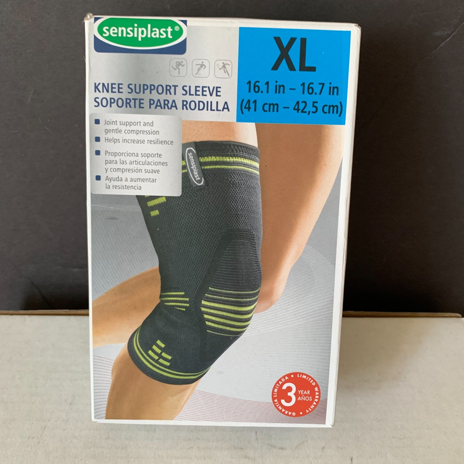 SENSIPLAST KNEE SUPPORT SLEEVE SIZE XL X