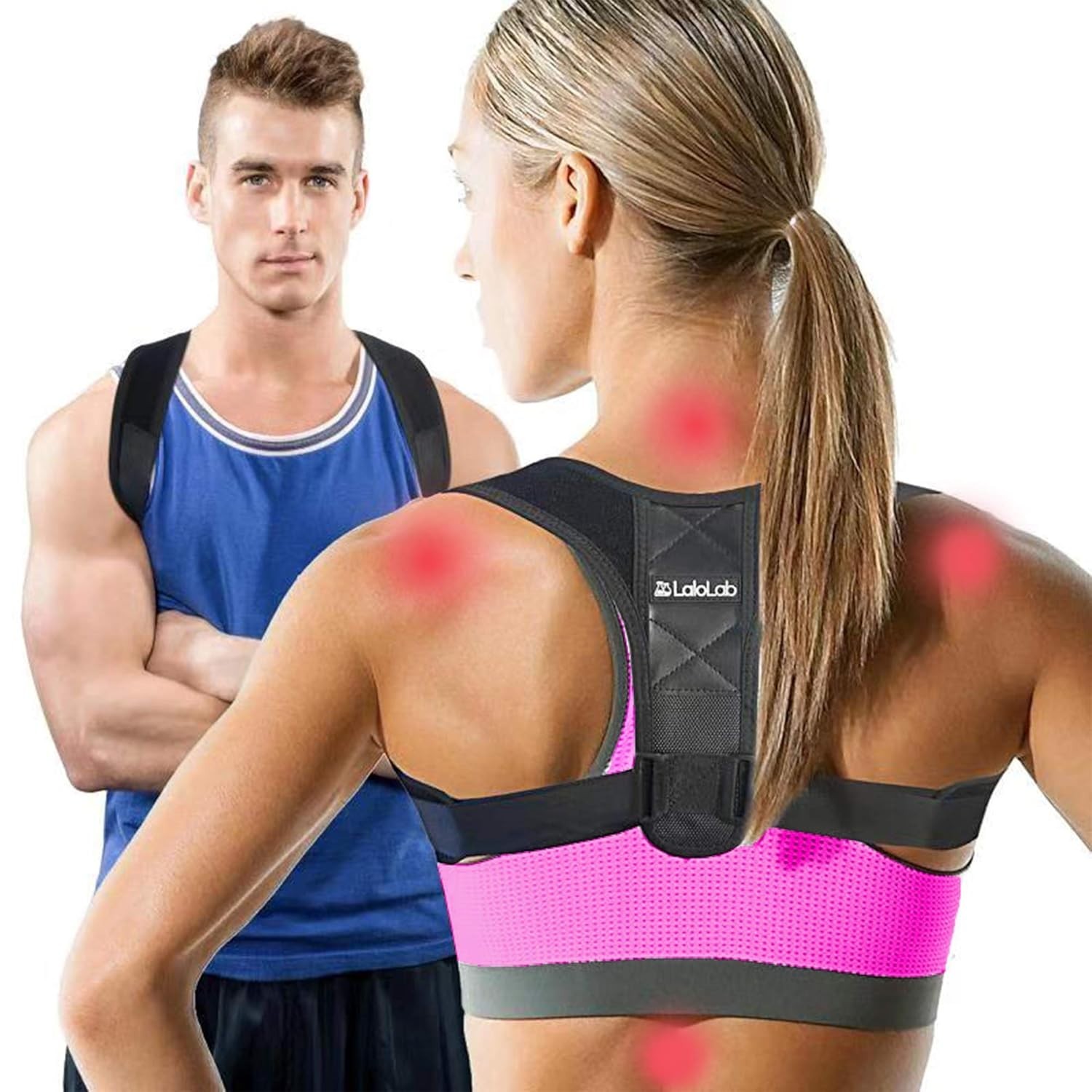 LaloLab Men Women Posture Corrector Adjustable Back Braces Fix Posture, L