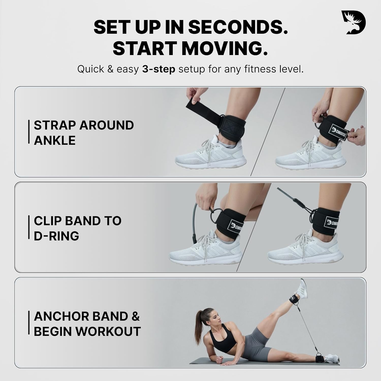 Ankle Strap for Cable Machine – One Size Fit with Padding Cuffs, Ankle Bands…