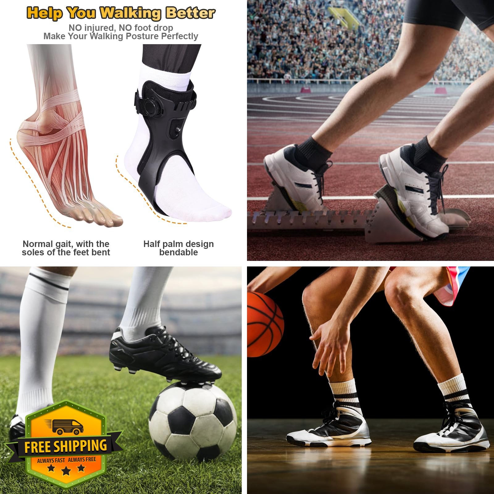 yuecan AFO Foot Drop Brace, Ankle Foot Orthosis for Men Women, Drop Foot Post…