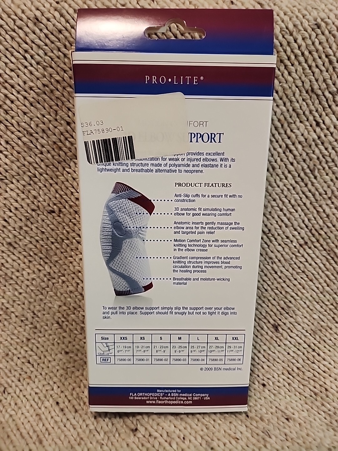 Pro Lite 3D Elbow Support Motion Comfort FLA Orthopedics Small New In Box