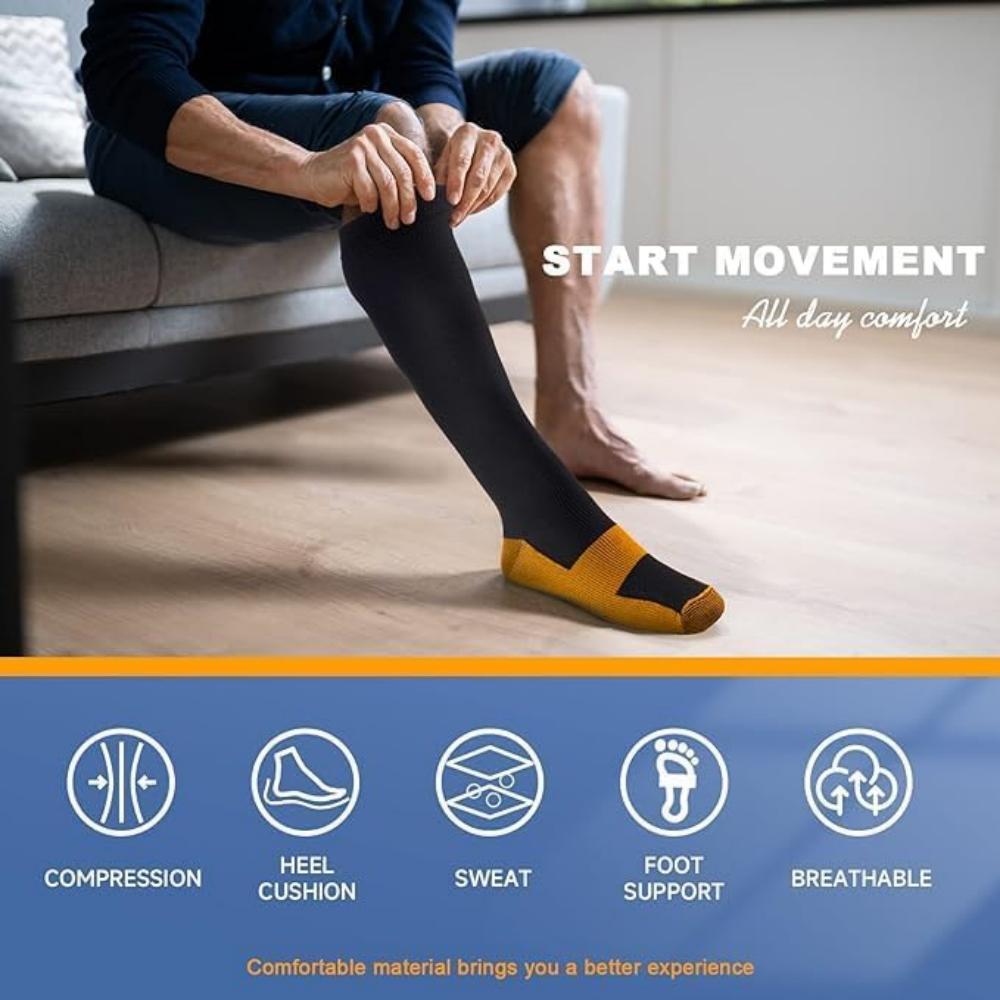 Graduated Copper Compression Socks for Men & Women Circulation 3 Pairs 20-30mmHg