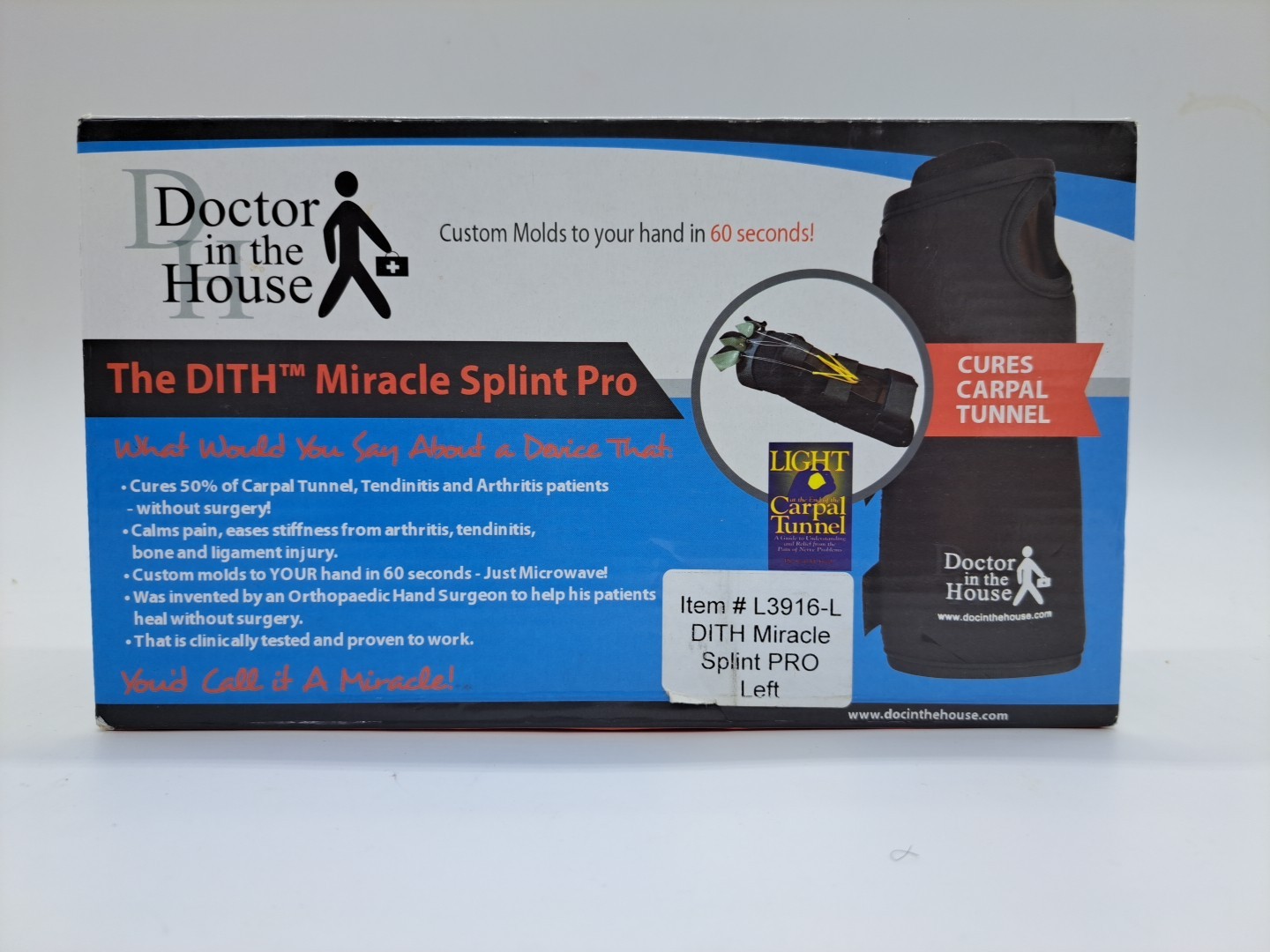 Doctor In The House NEW The DITH Miracle Splint Pro For Carpal Tunnel LEFT Hand