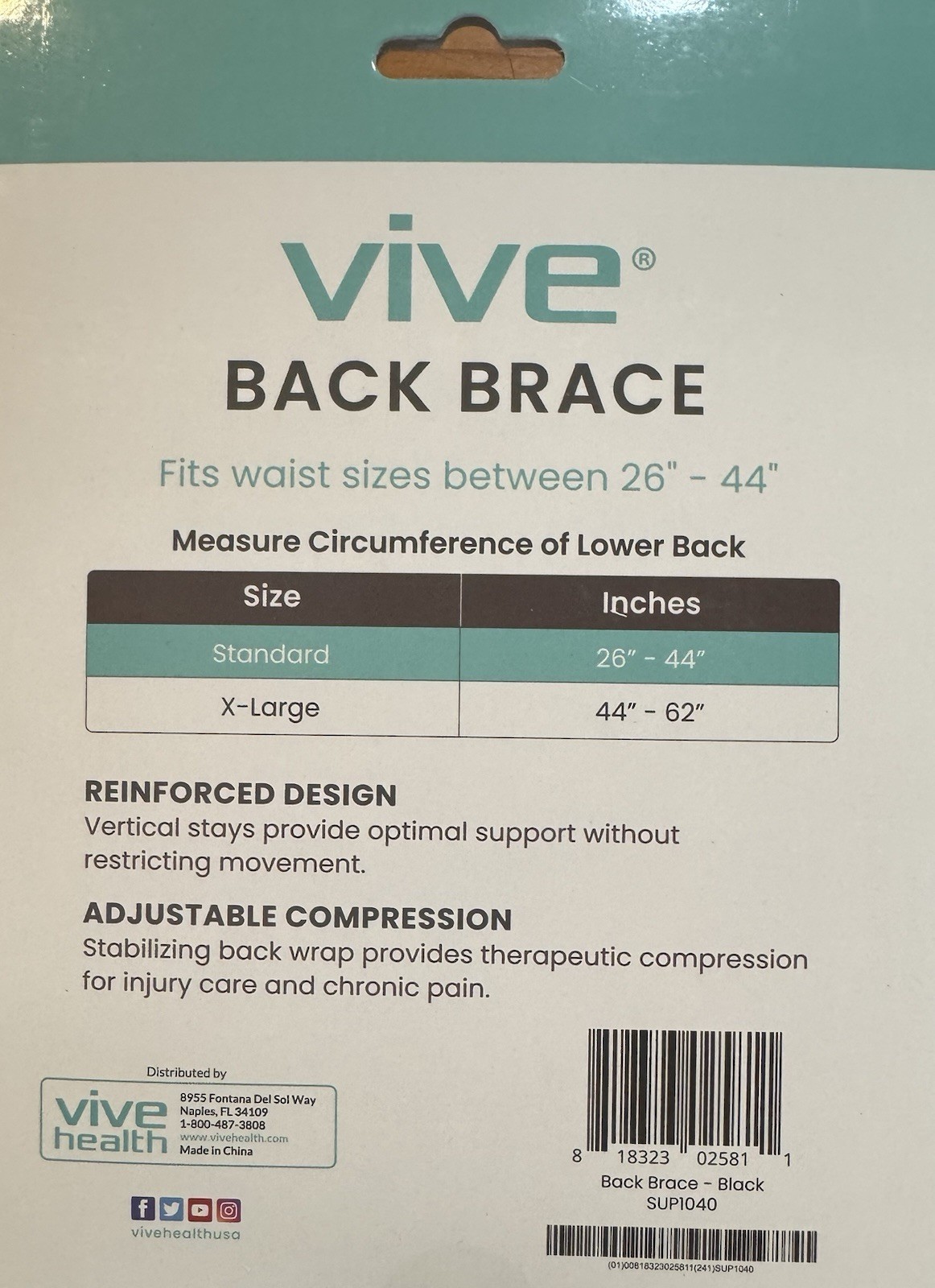 coretech 625 Back Brace SUP2073BLKL Fits STANDARD Waist Sizes 26″ – 44″ Pain NEW