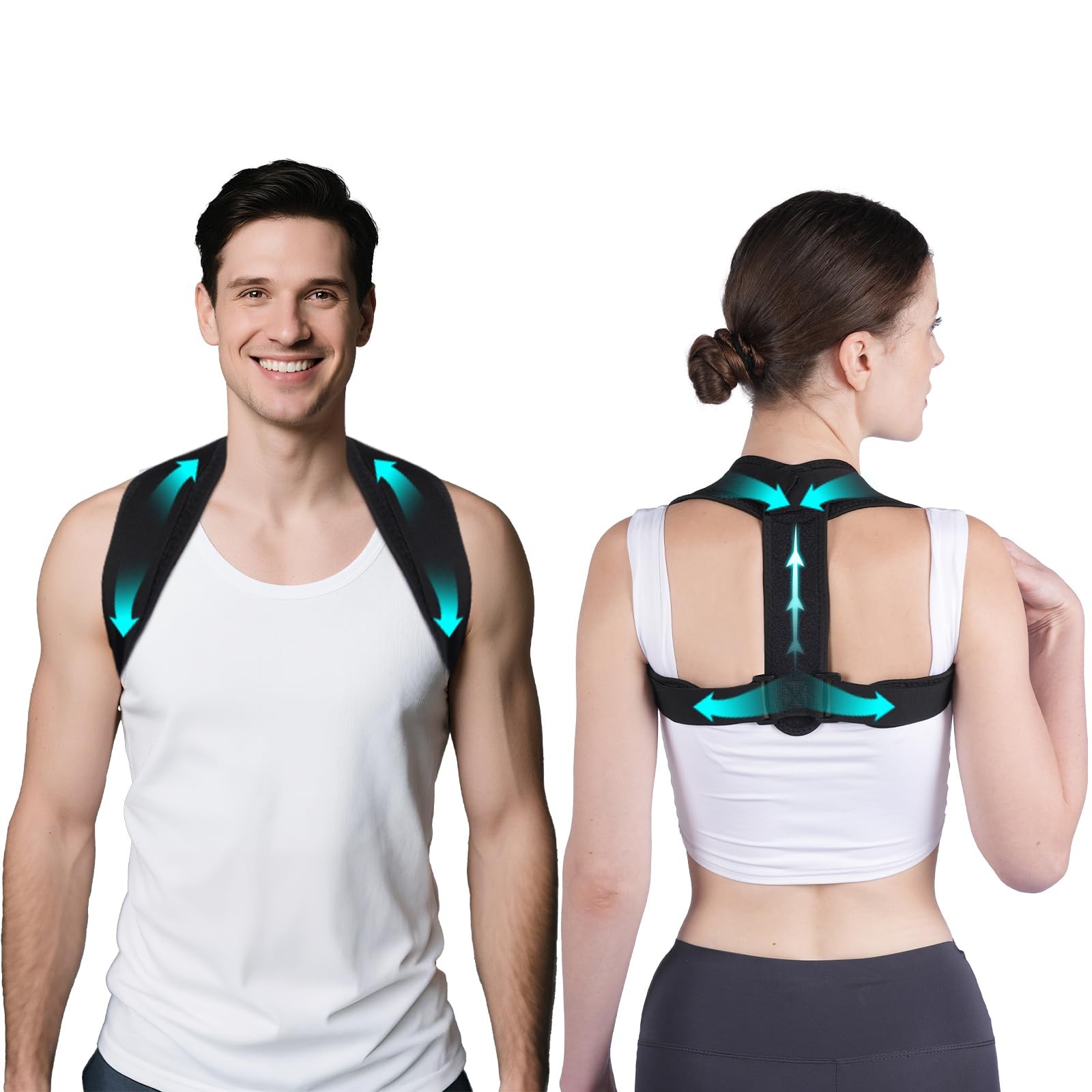 Posturace Posture Corrector for Women & Men – Adjustable One Size, Black